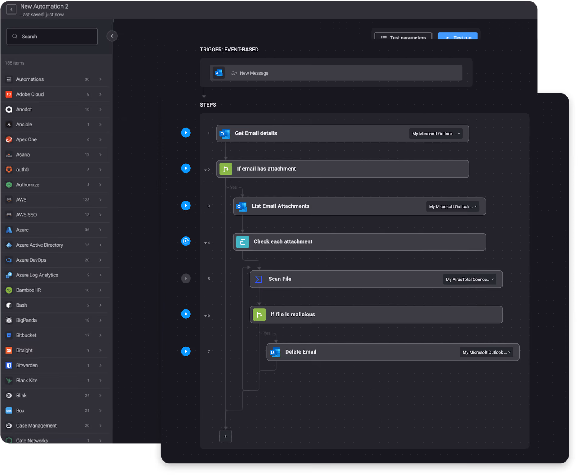 Blink Workflow: Scan New Attachments in Microsoft Outlook with VirusTotal