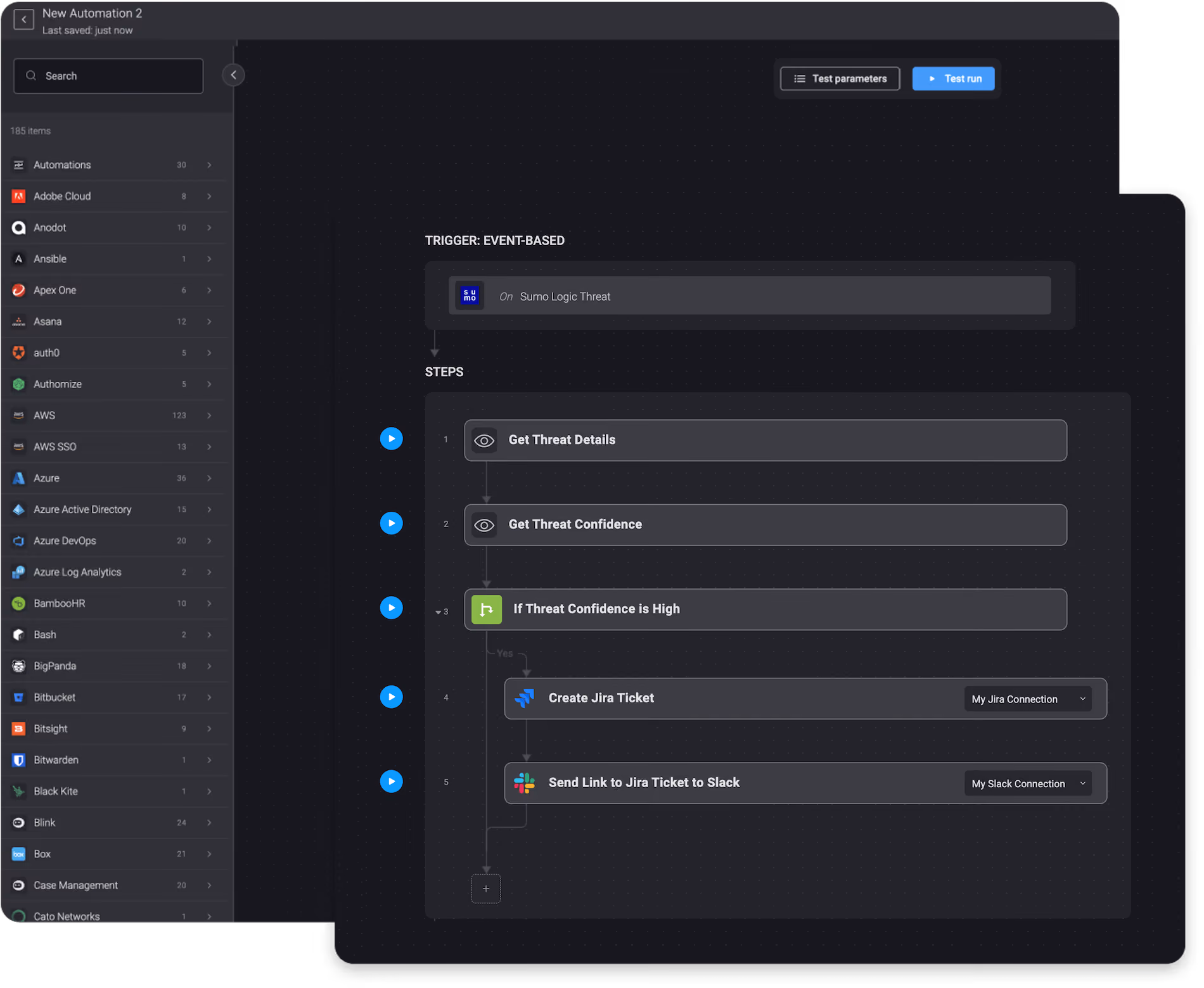 Blink Workflow: On a High Threat Sumo Logic Alert, Create a Jira Ticket and Send a Message via Slack