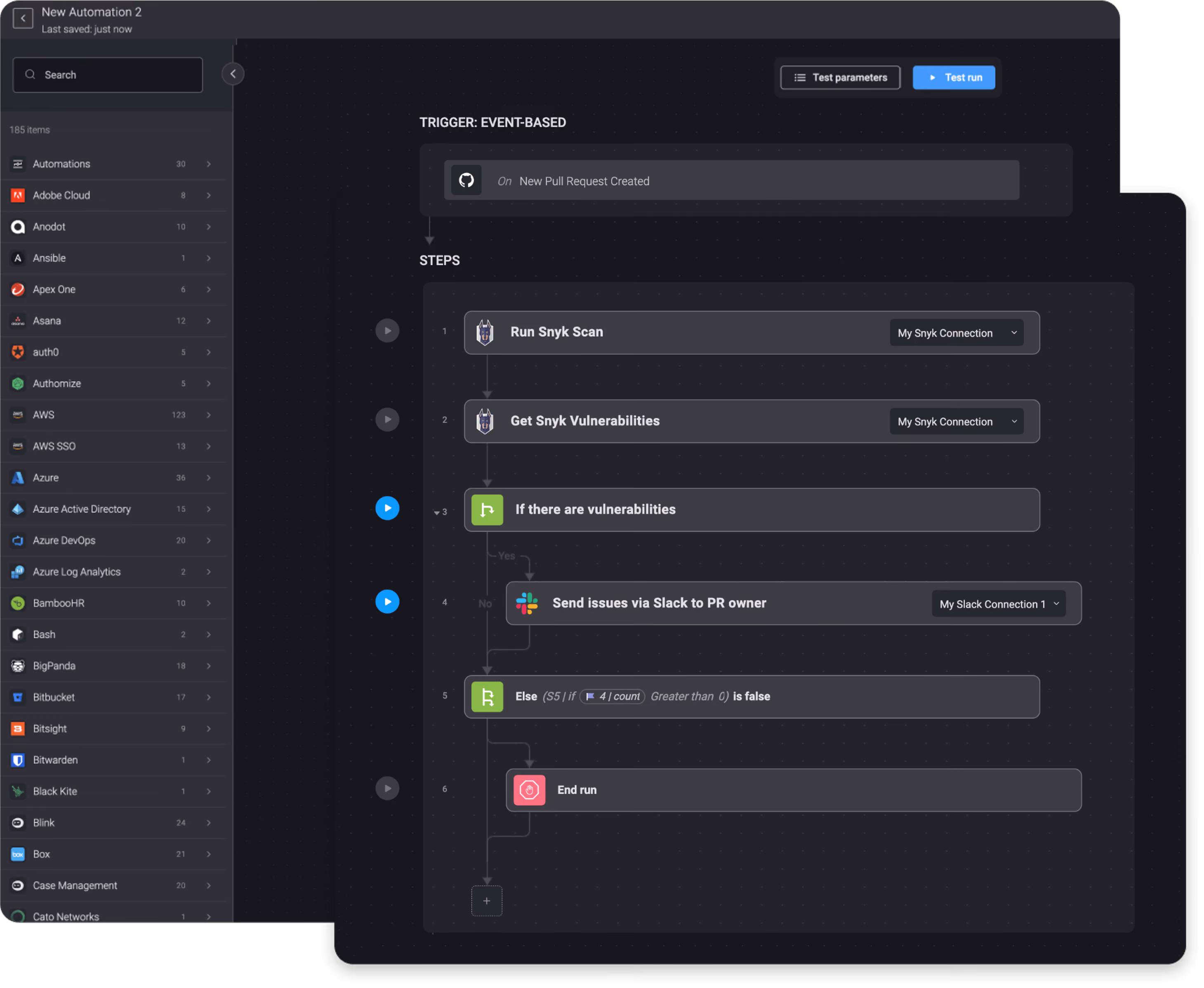 Blink Workflow: On a GitHub Pull Requst, Run a Scan with Snyk