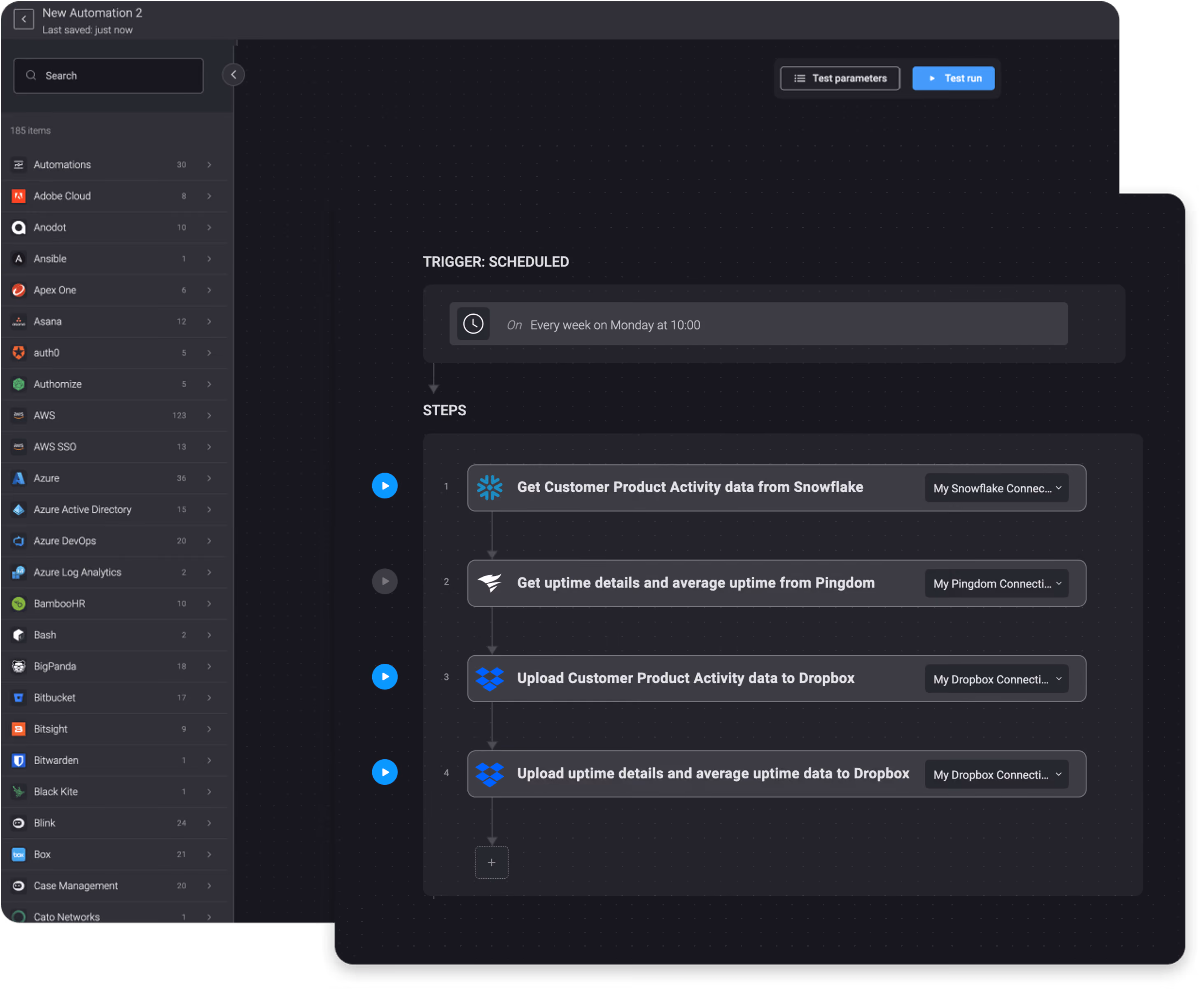 Get info from Snowflake and Pingdom and upload to Dropbox