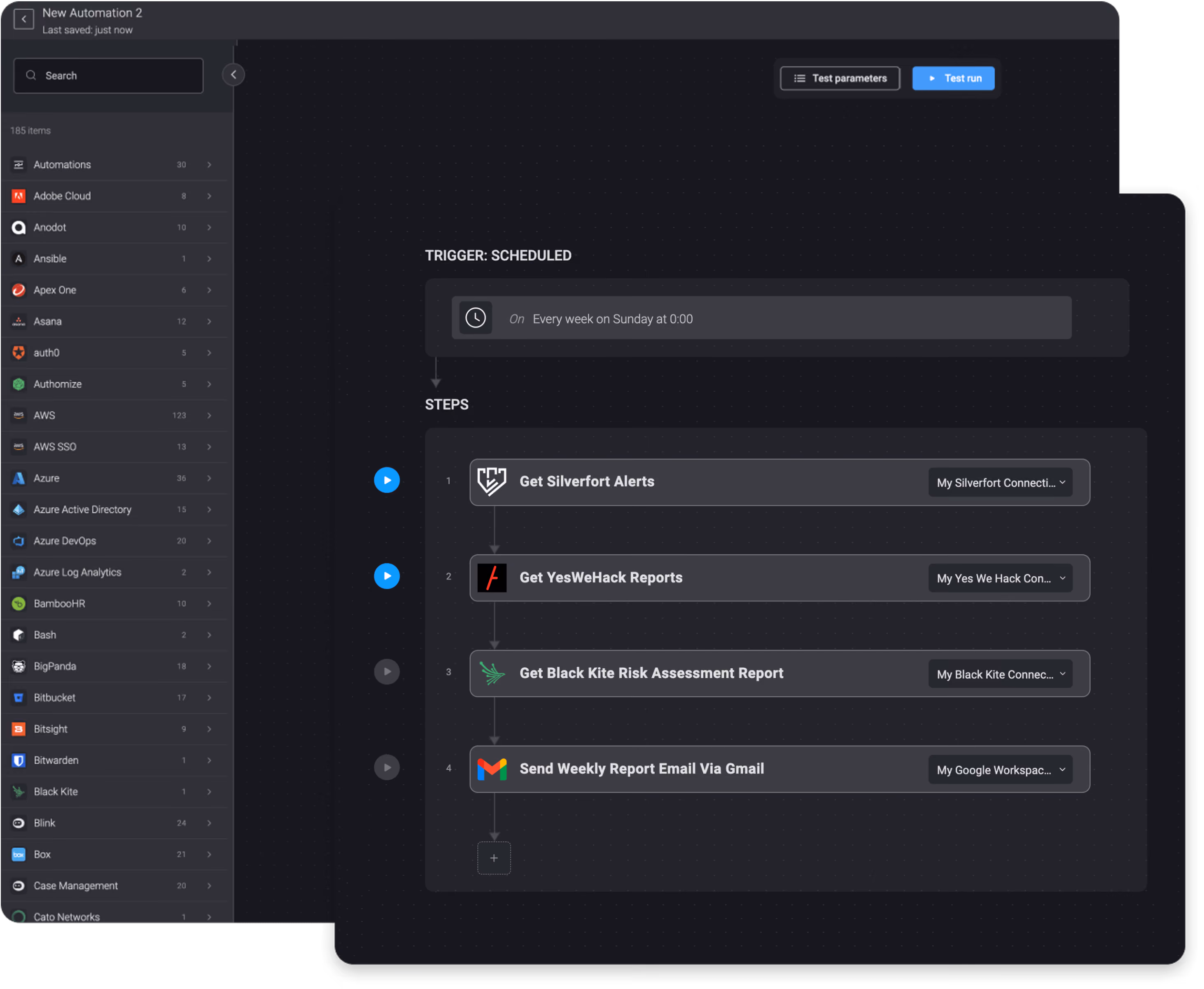 Getting Alerts from Silverfort, Reports from YesWeHack and Black Kite, and Sending a Weekly Report