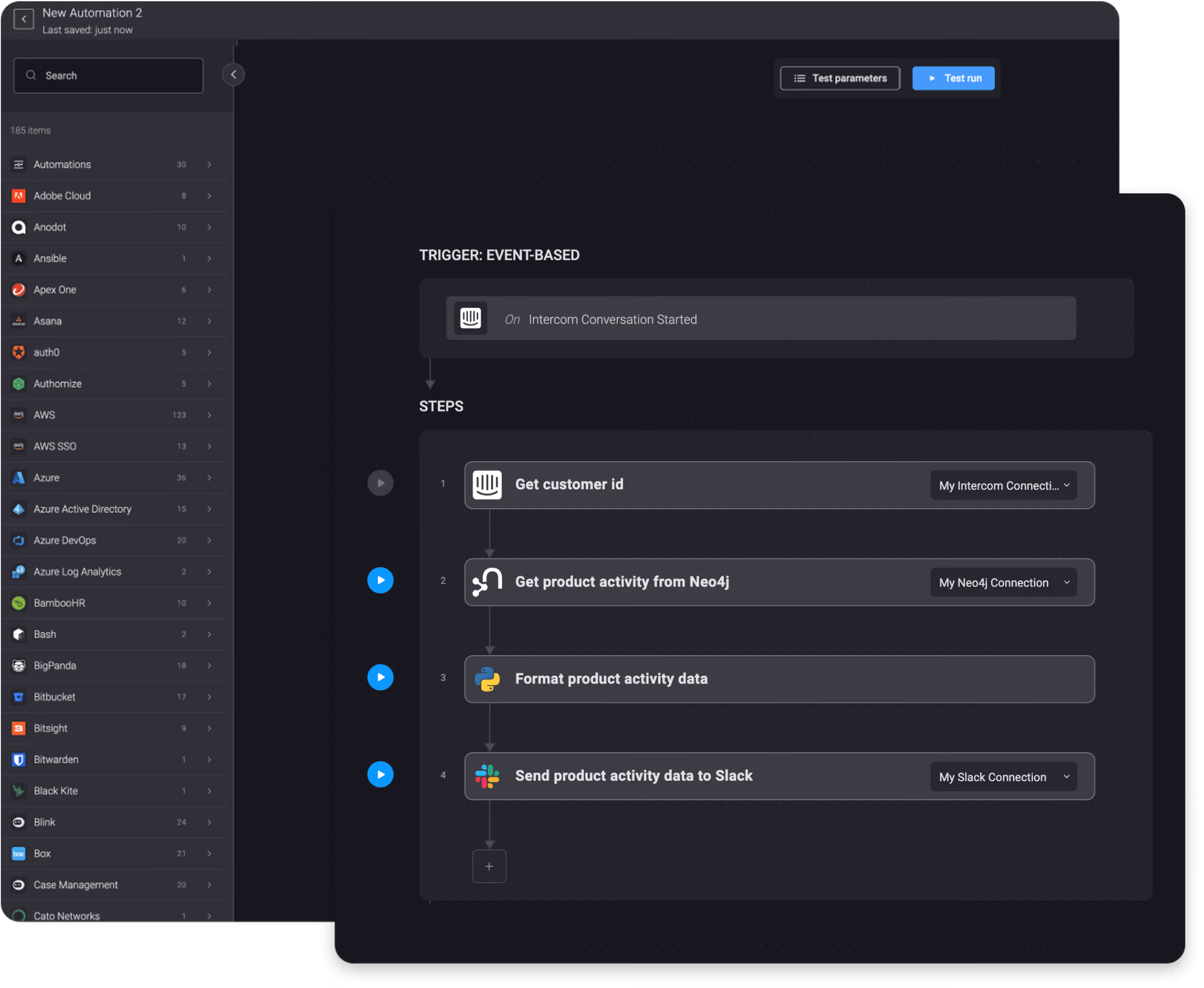 Blink Workflow: On new Intercom Conversation, Get Product Activity Data from Neo4j