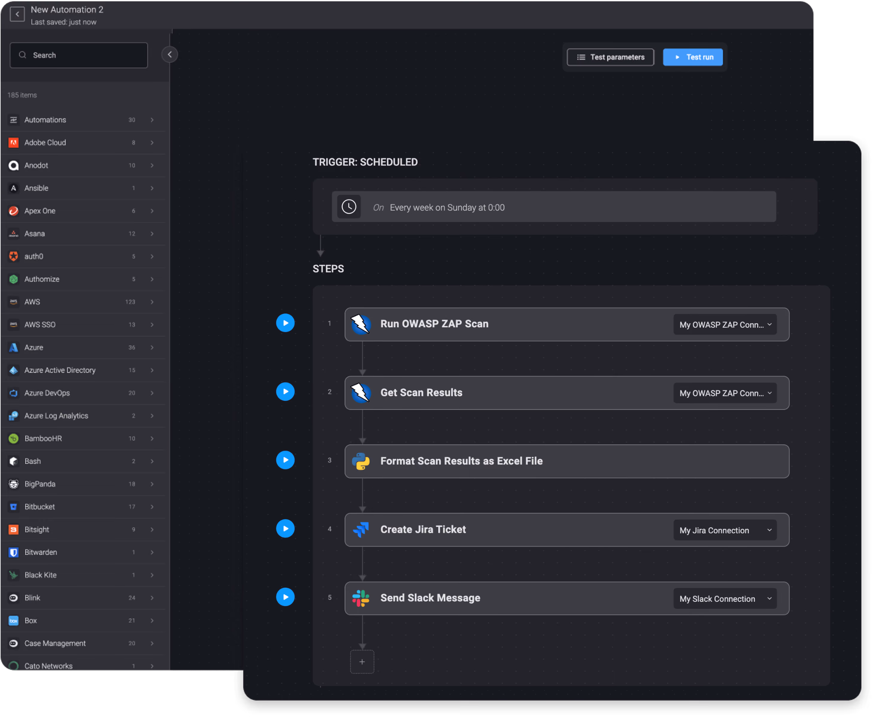 Blink Workflow: Running a weekly scan with OWASP ZAP