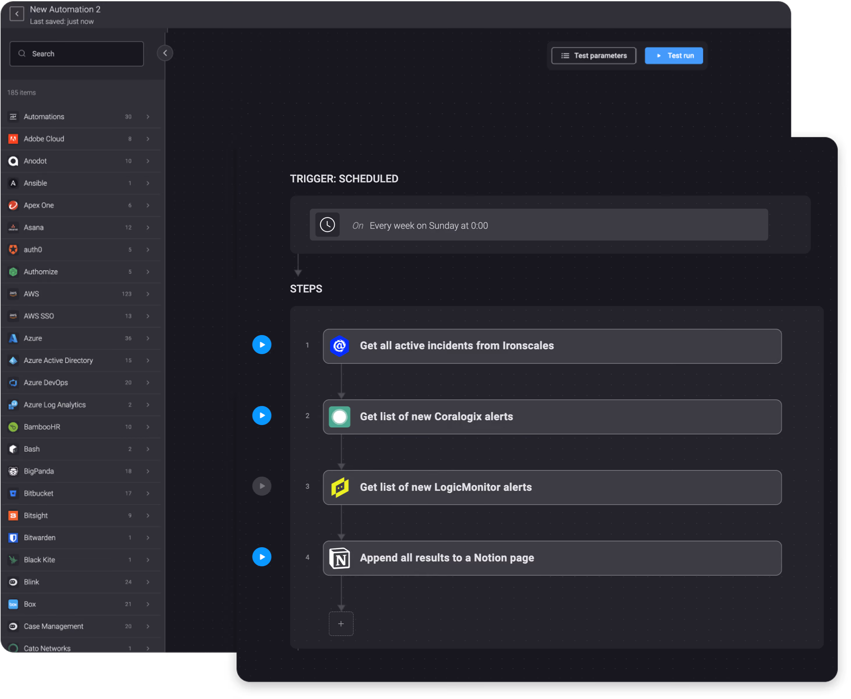Blink Workflow: Aggregating alerts from Ironscales, Coralogix, and LogicMonitor