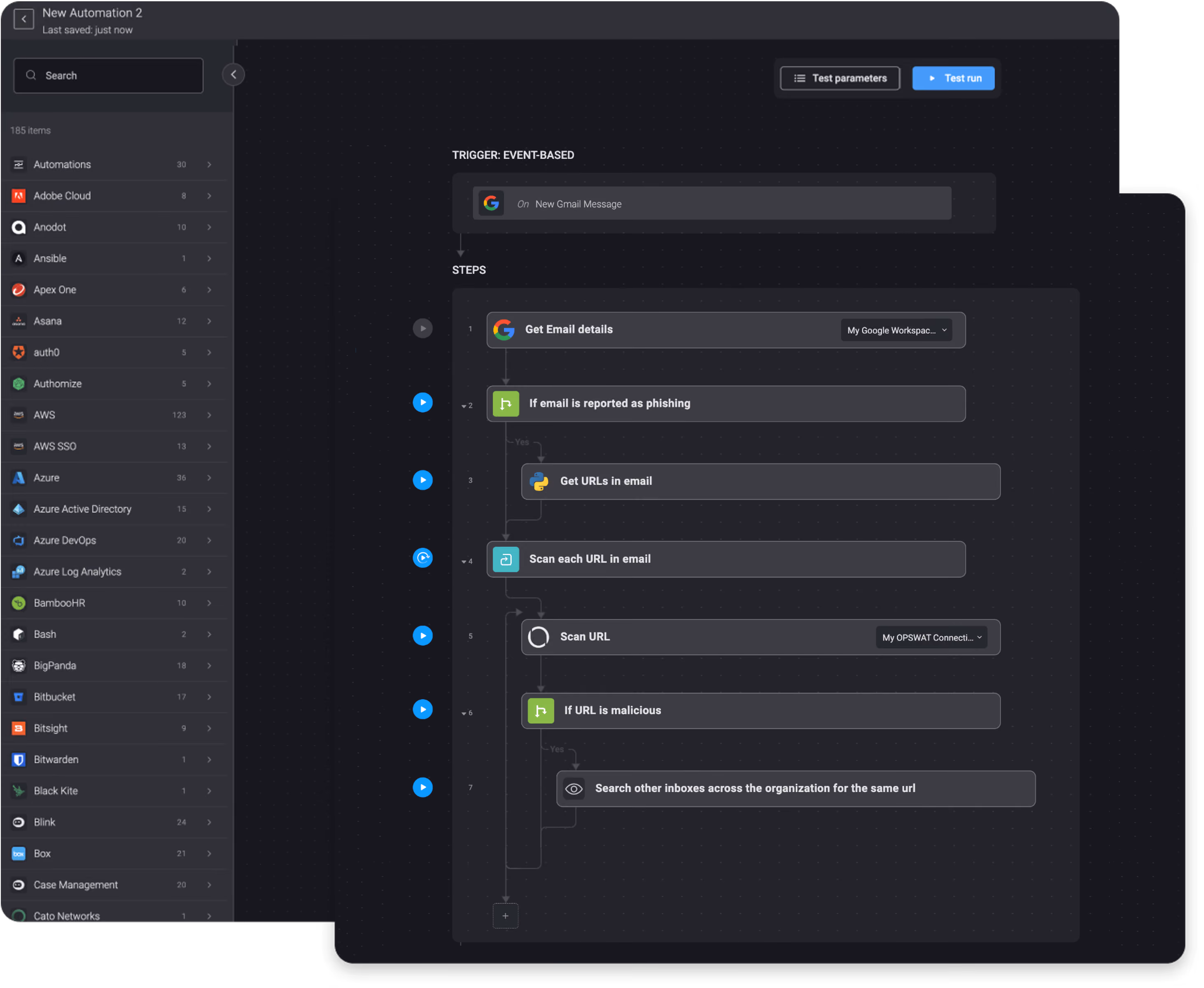 Blink Workflow: Checking URL in Phishing Email with OPSWAT Scan