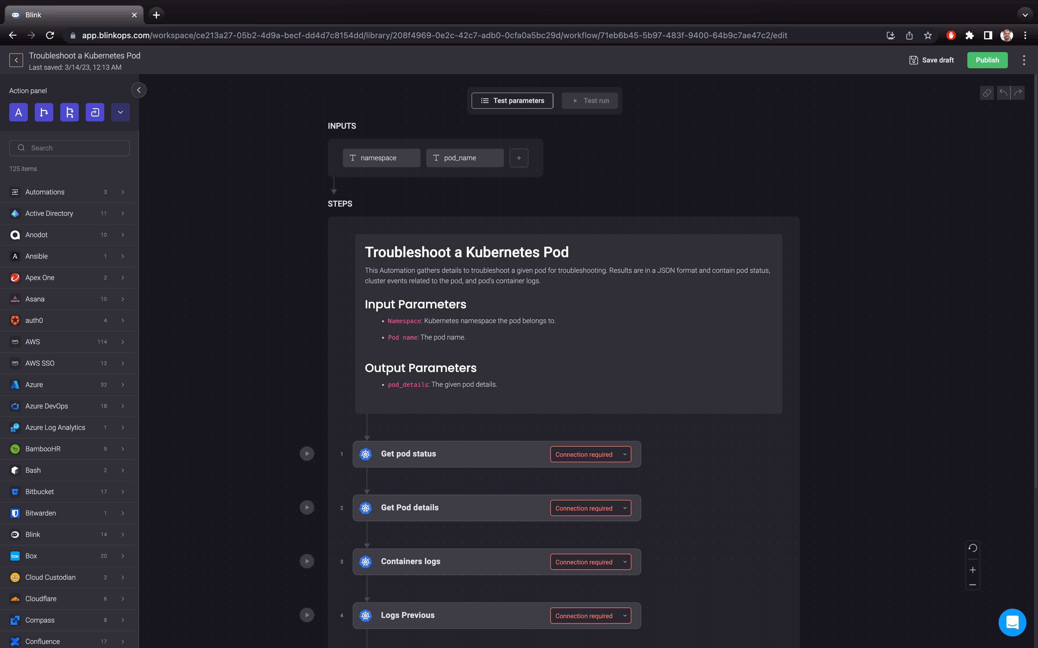 Blink Automation: Troubleshoot a Kubernetes Pod
