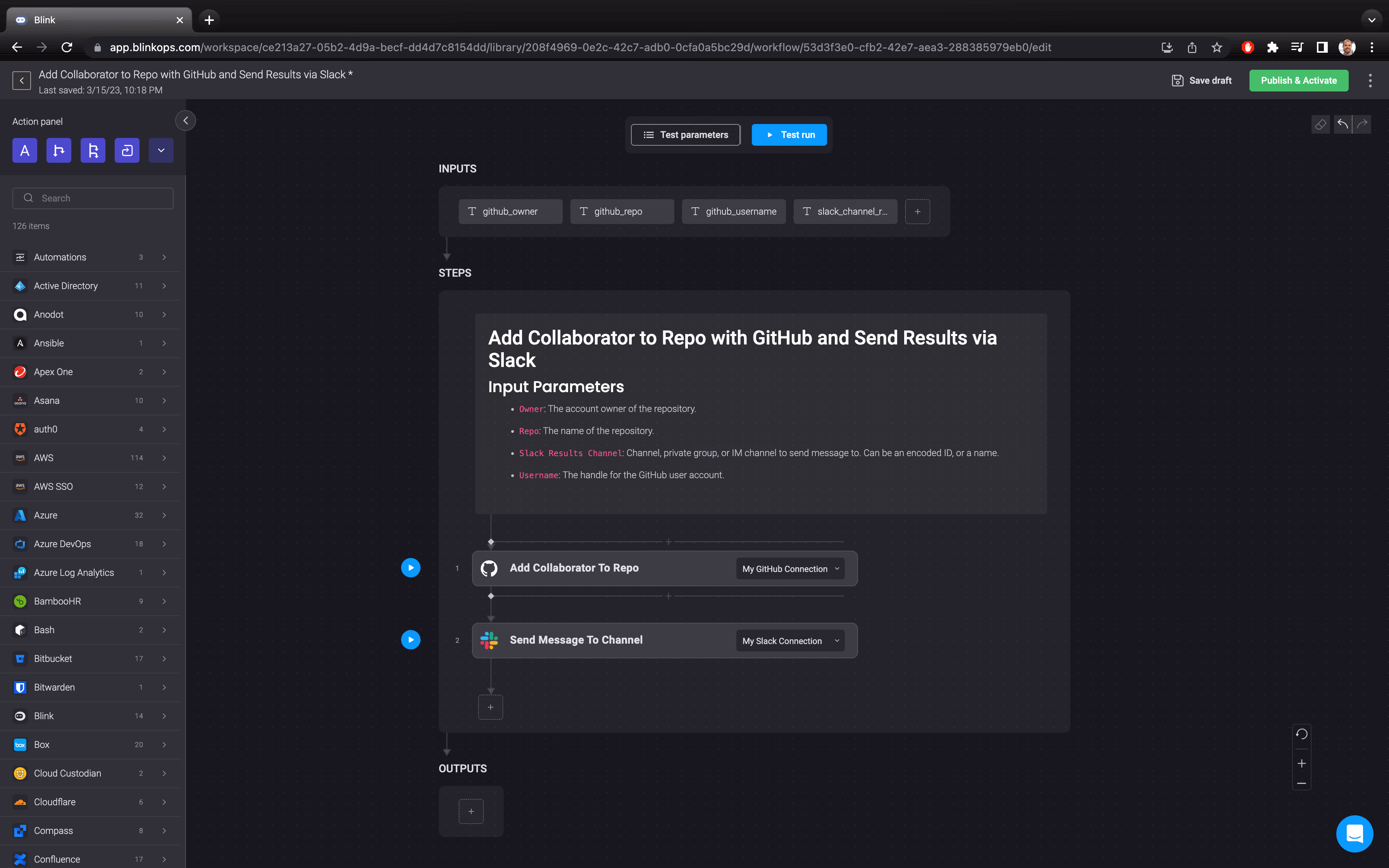 Blink Automation: Add Collaborator to Repo with GitHub and Send Results via Slack