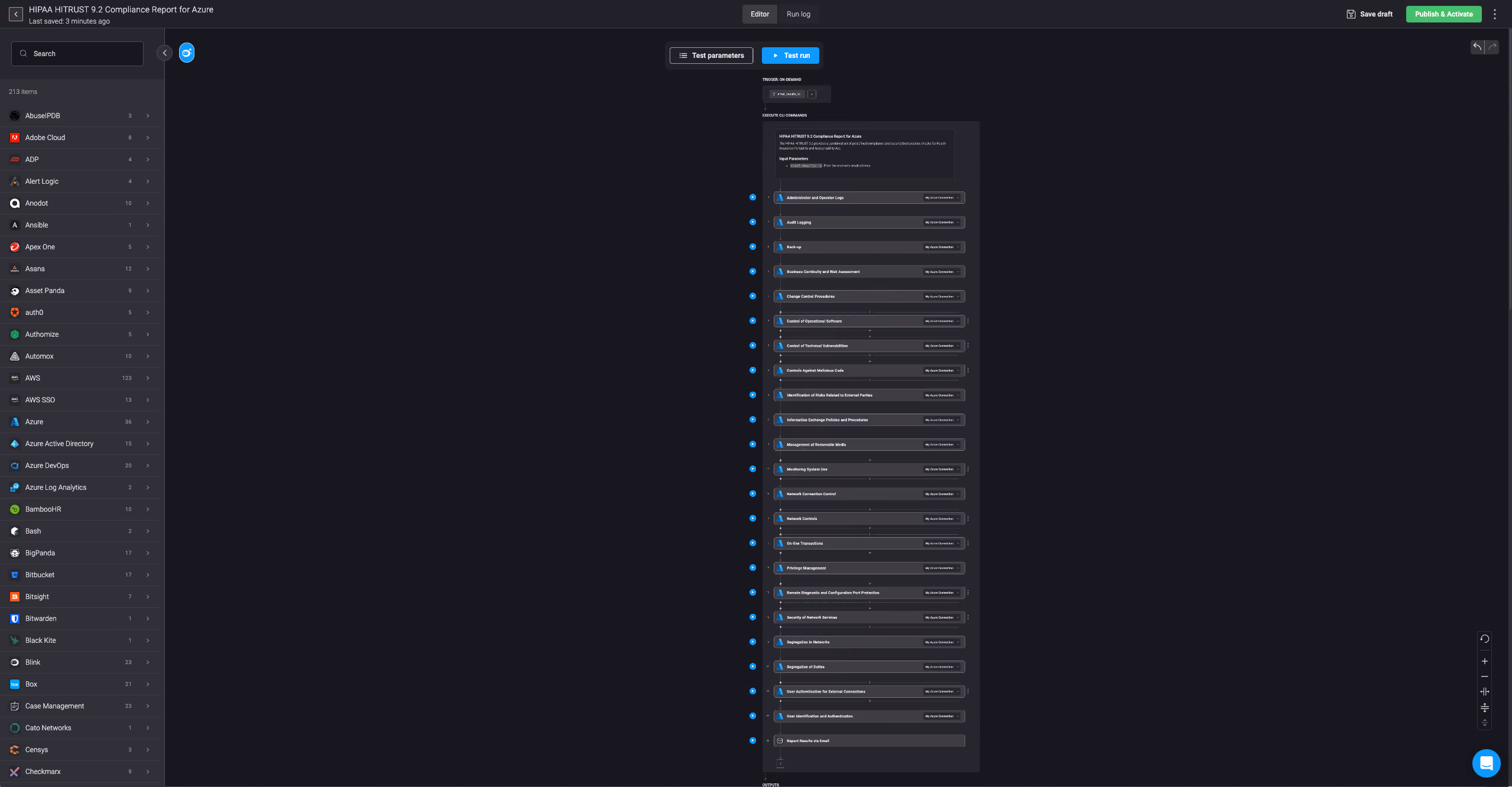 Blink automated workflow: HIPAA HITRUST 9.2 Compliance Report for Azure