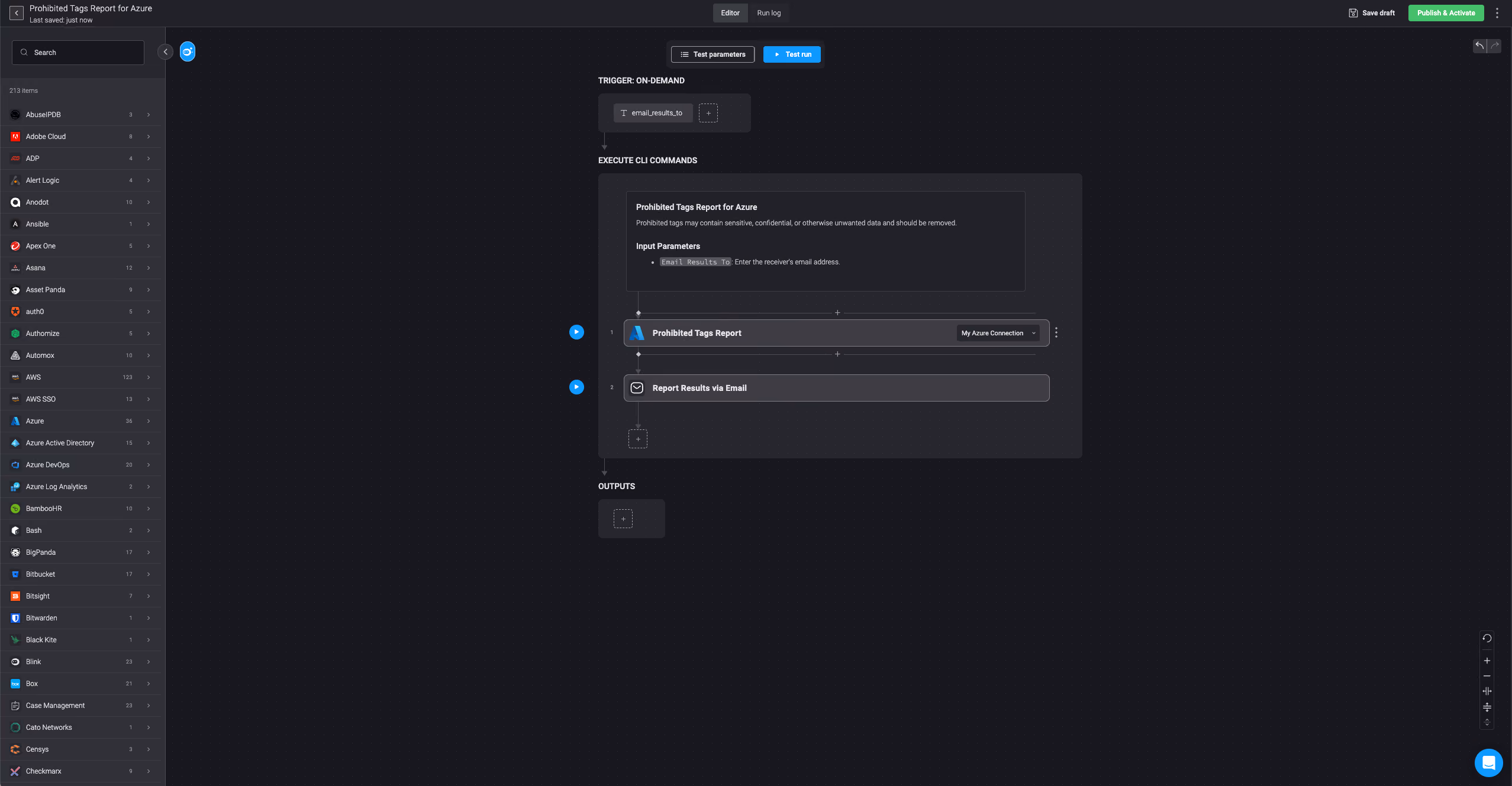 Blink automated workflow: Prohibited Tags Report for Azure