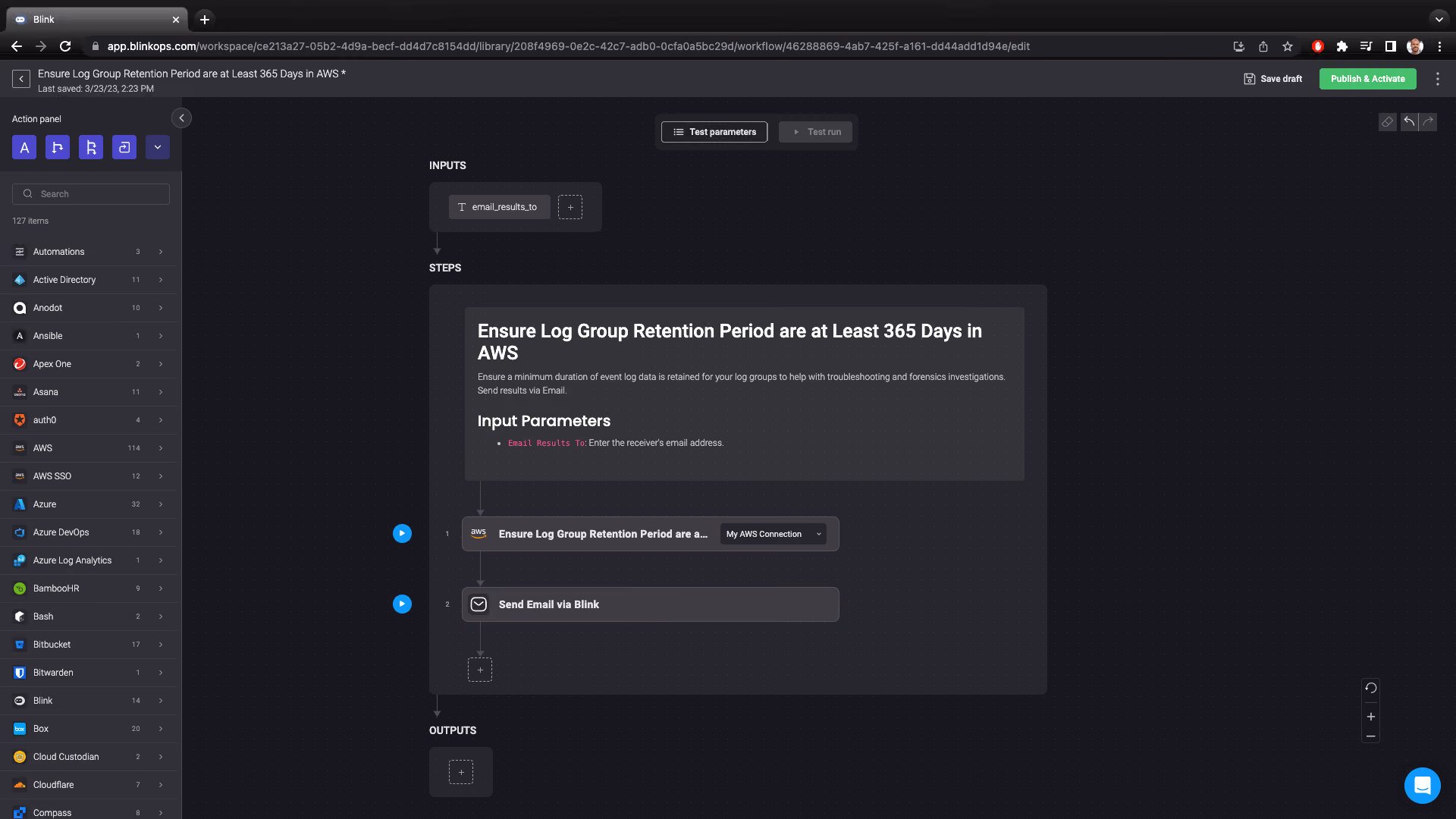 Blink Automation: Ensure Log Group Retention Periods are at Least 365 Days in AWS