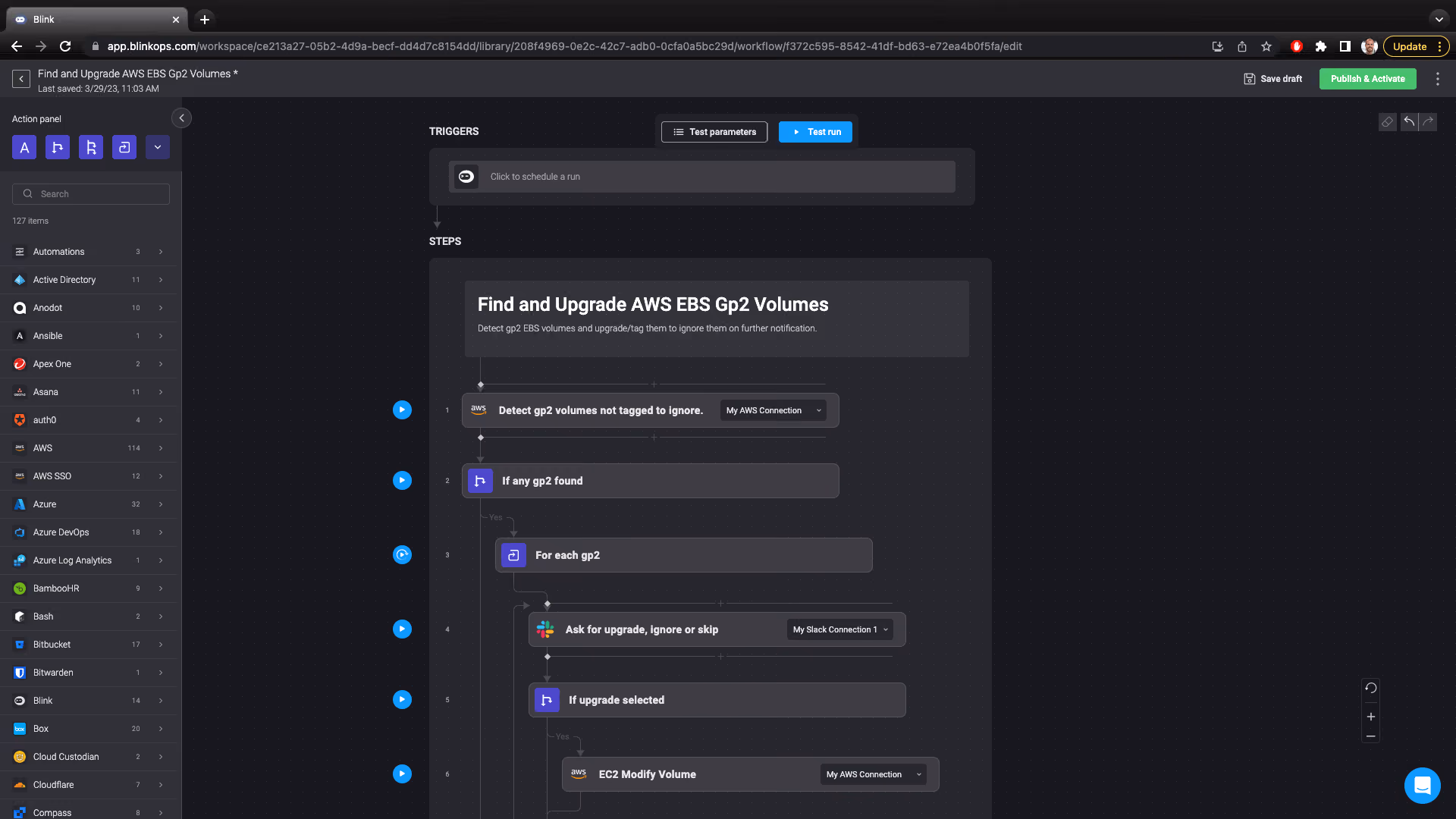 Blink Automation: Find and Upgrade AWS EBS gp2 Volumes