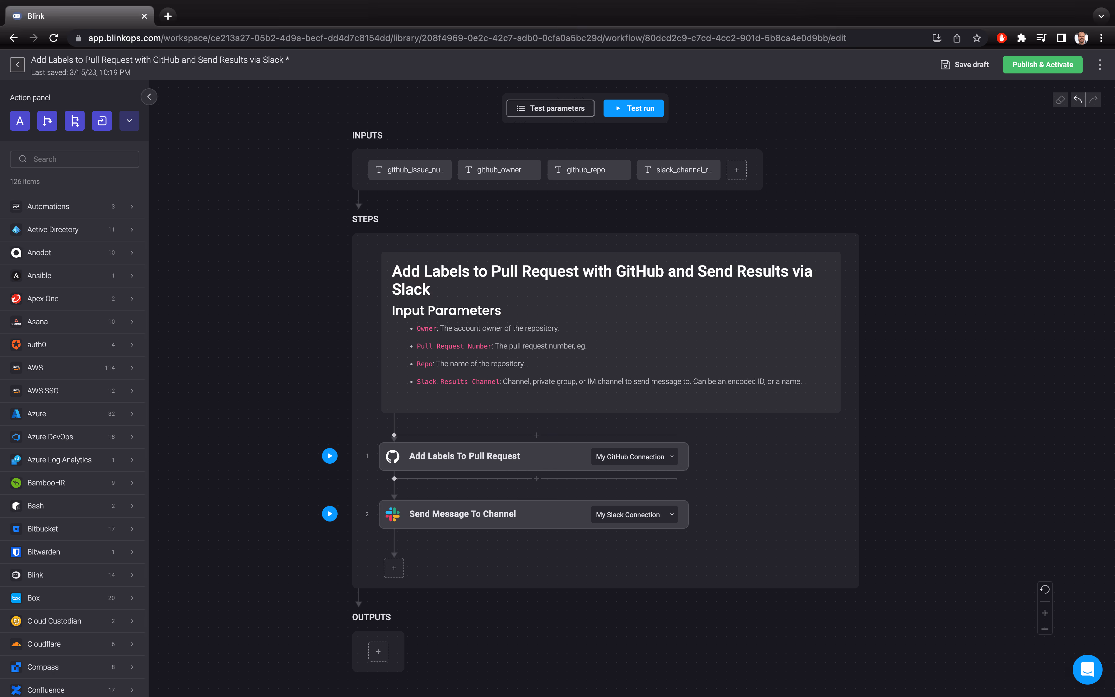 Blink Automation: Add Labels to Pull Requests with GitHub and Send Results via Slack