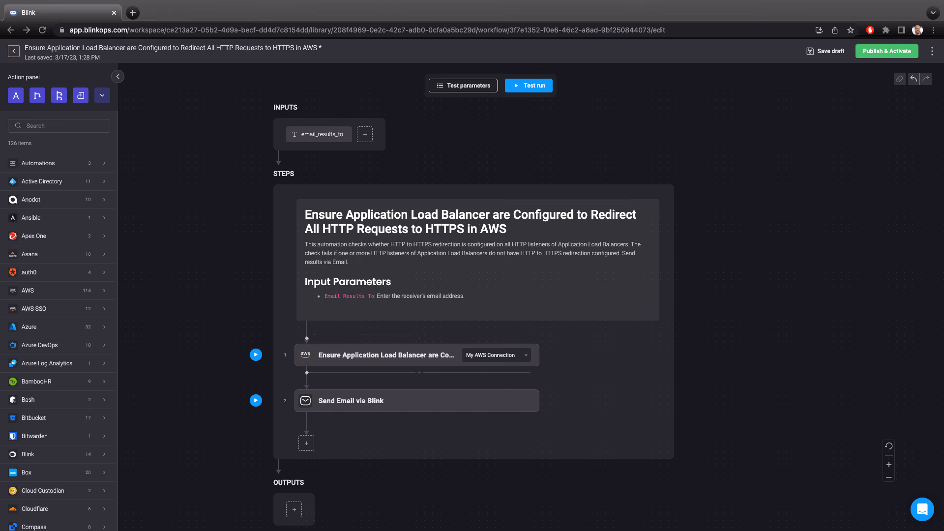 Blink Automation: Ensure Application Load Balancer are Configured to Redirect All HTTP Requests to HTTPS in AWS