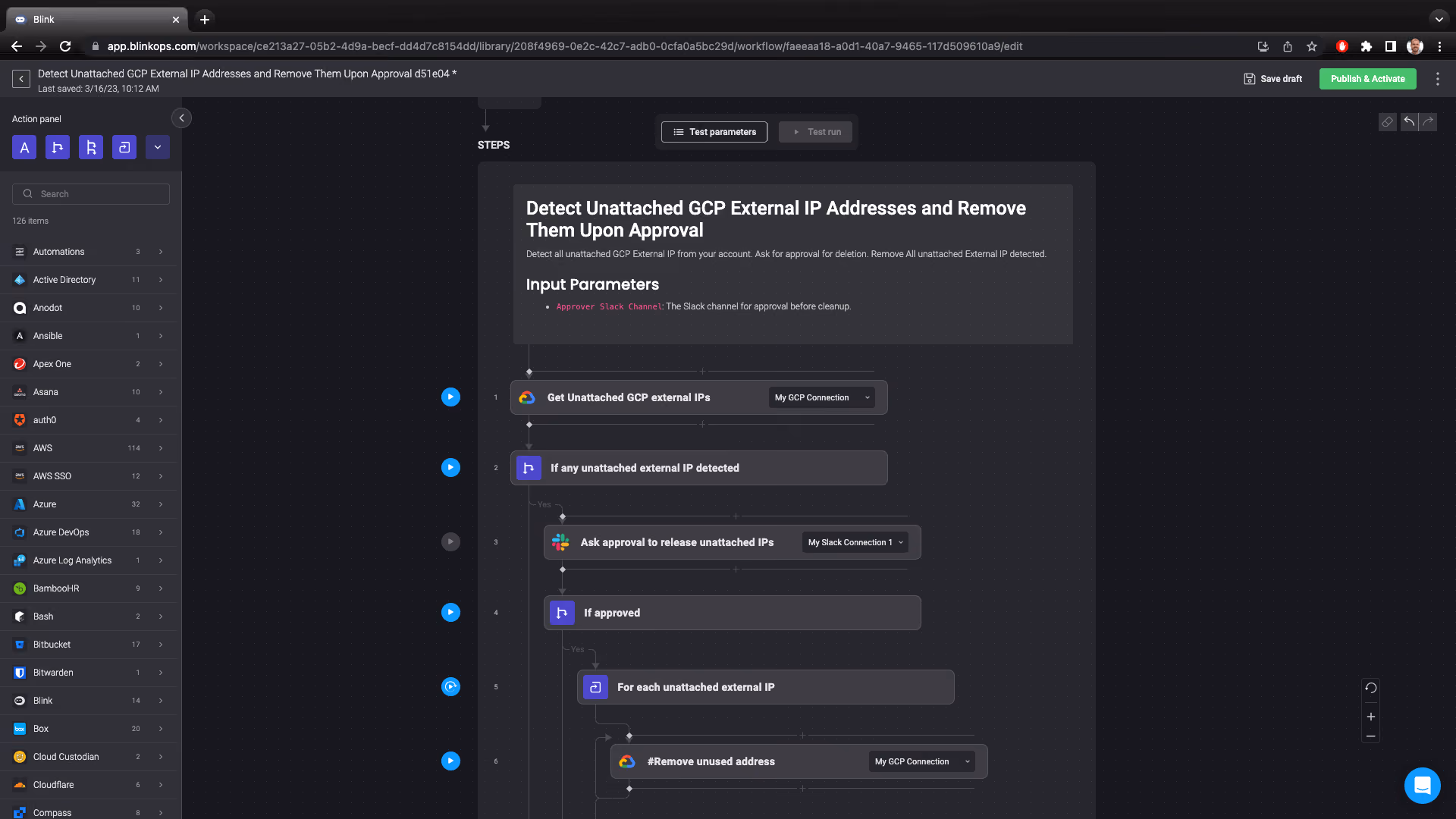 Blink Automation: Detect Unattached GCP External IP Addresses and Remove Them Upon Approval