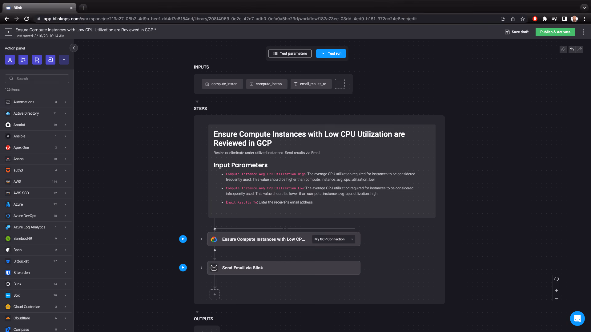 Blink Automation: Ensure Compute Instances with Low CPU Utilization are Reviewed in GCP