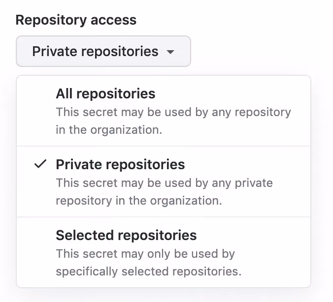 selecting repository access for a secret