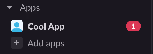Screenshot of the Slack user interface example app new notification