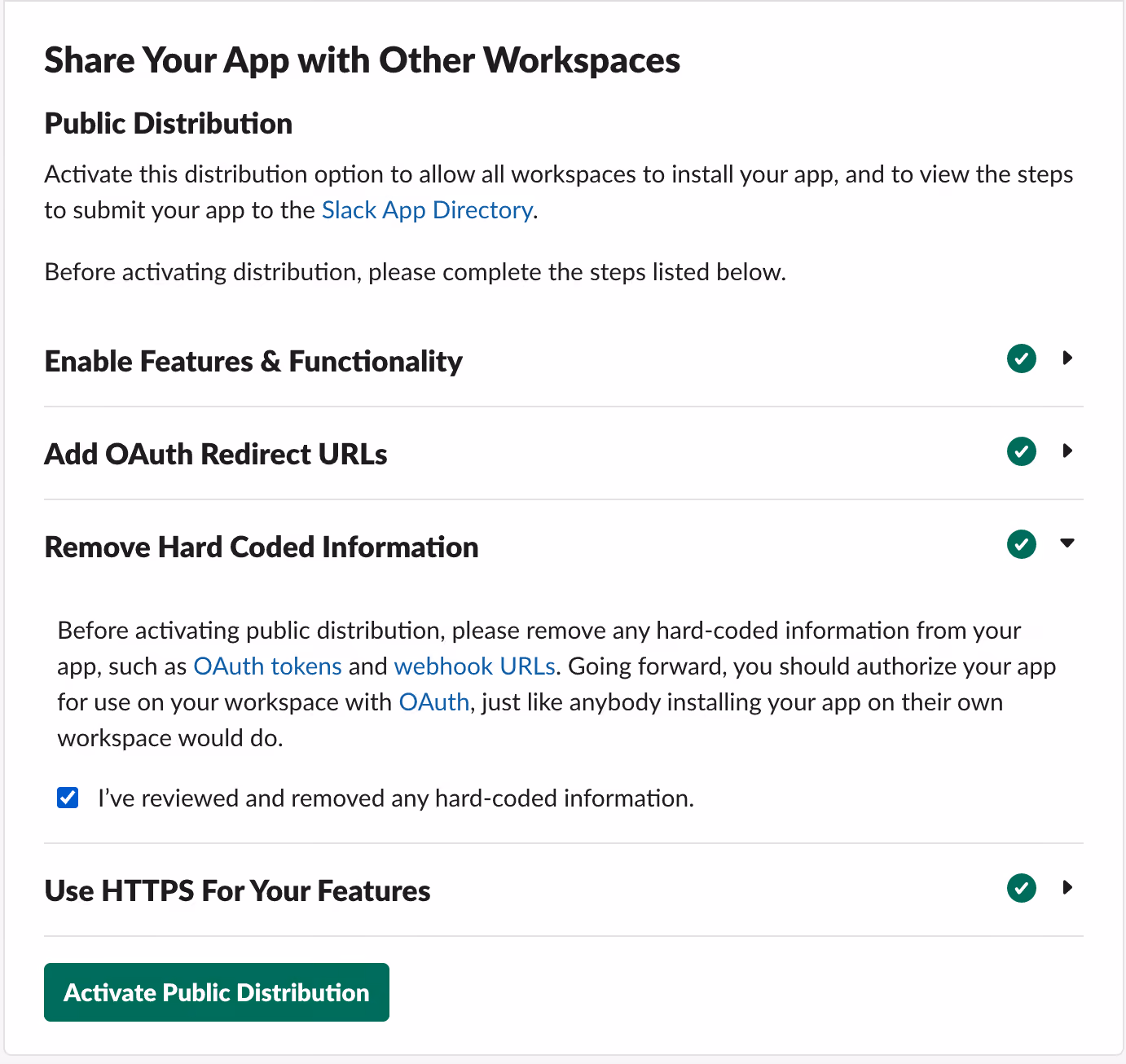 Screenshot of the Slack user interface Share Your App with Other Workspaces wizard