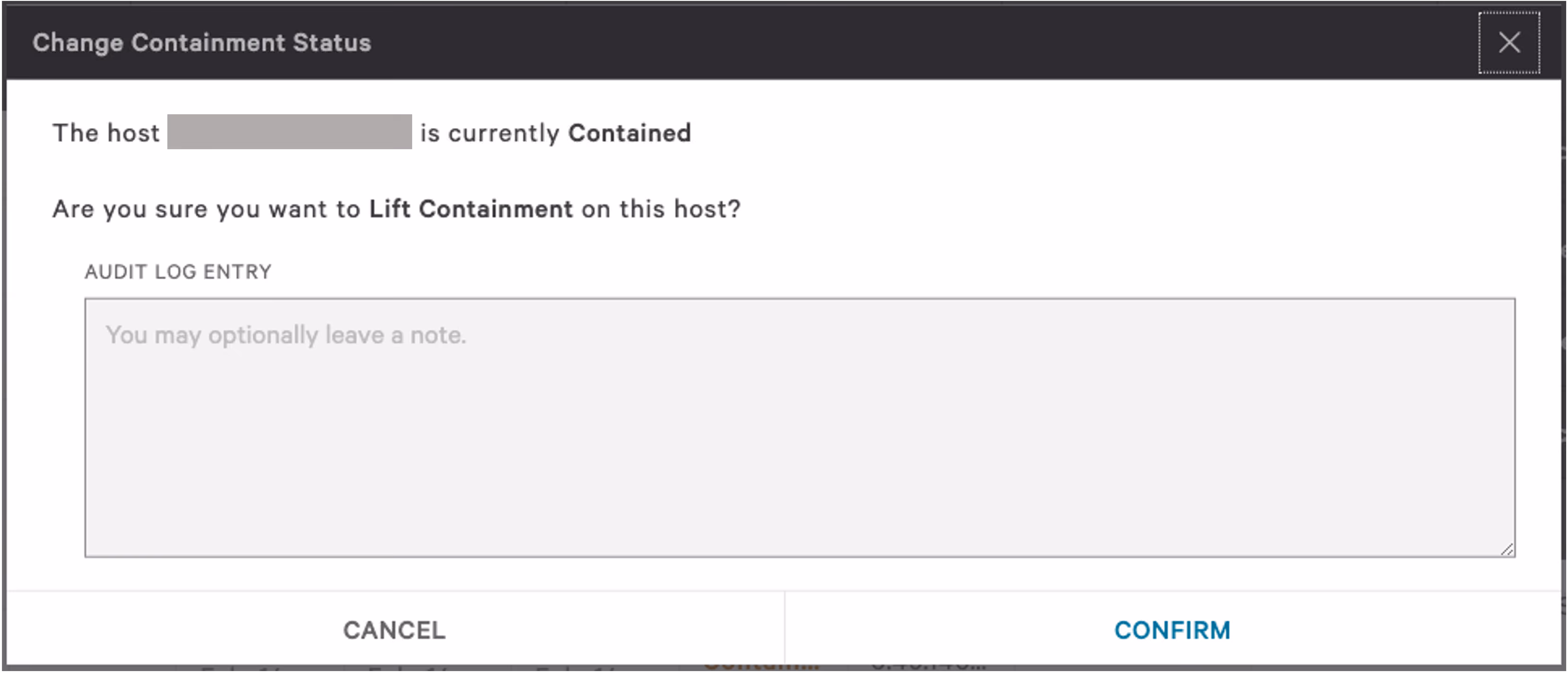 Lift containment for a CrowdStrike host