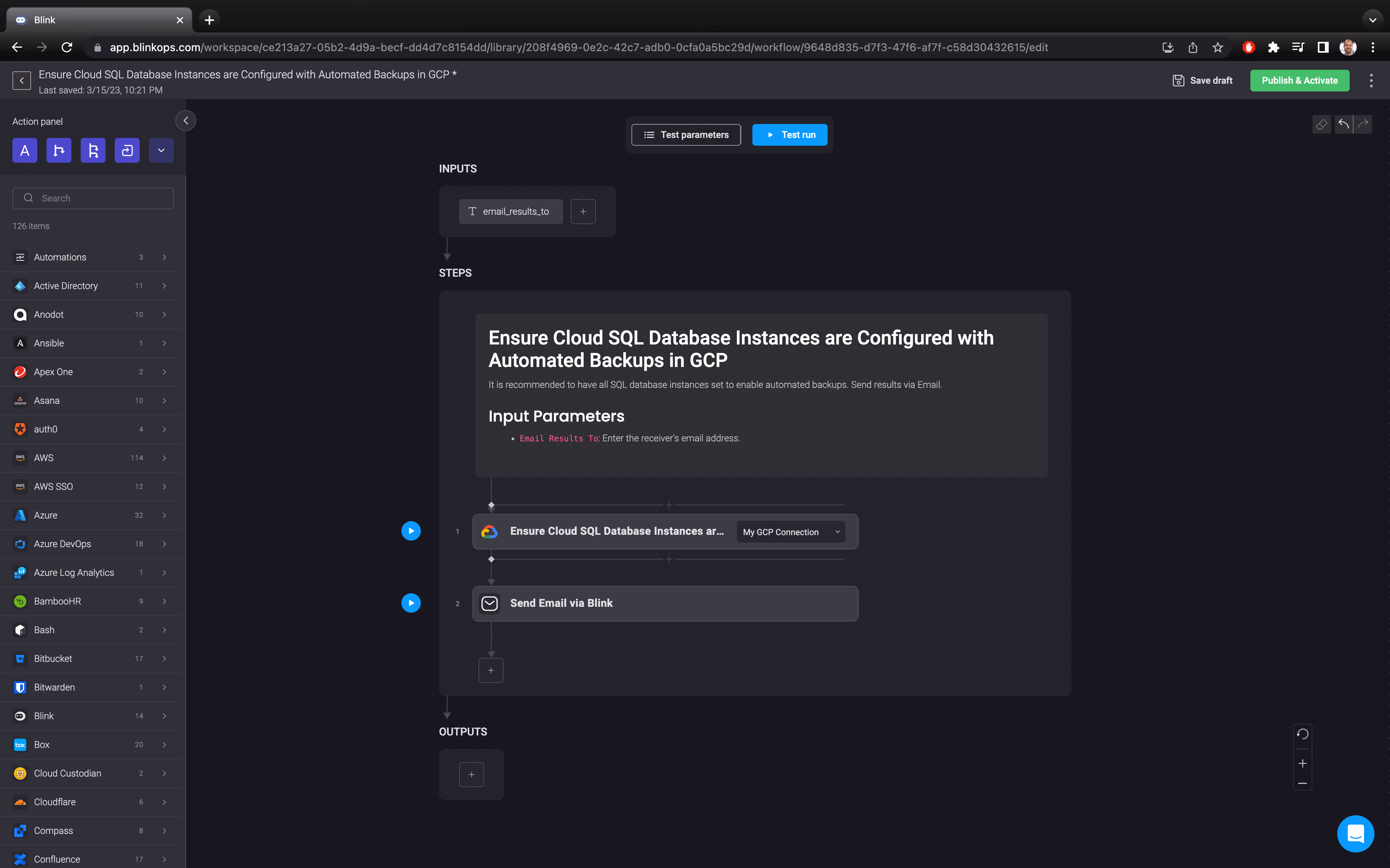 Blink Automation: Ensure Cloud SQL Database Instances are Configured with Automated Backups in GCP