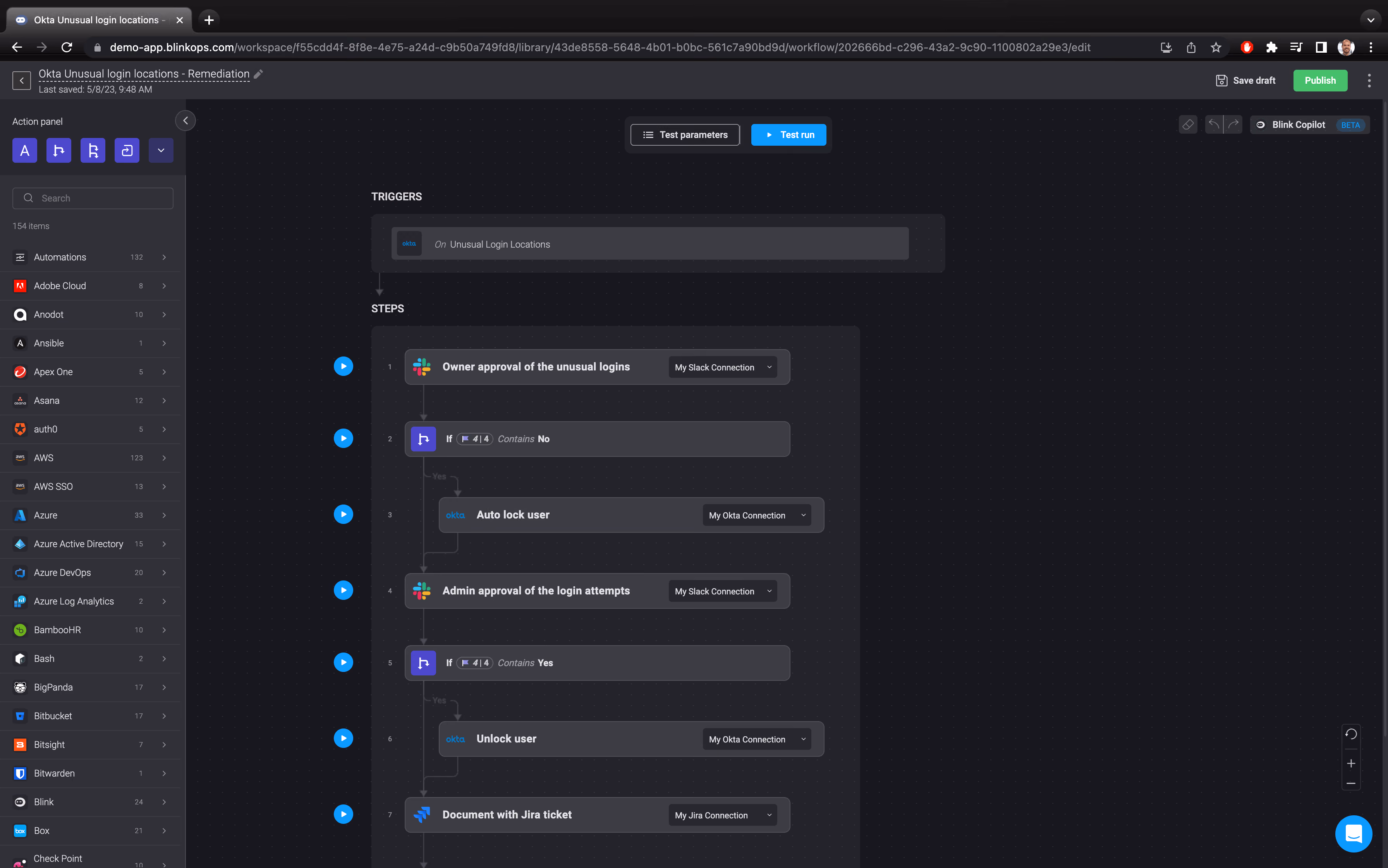 Blink Automation: Okta Usual Login Locations - Remediation