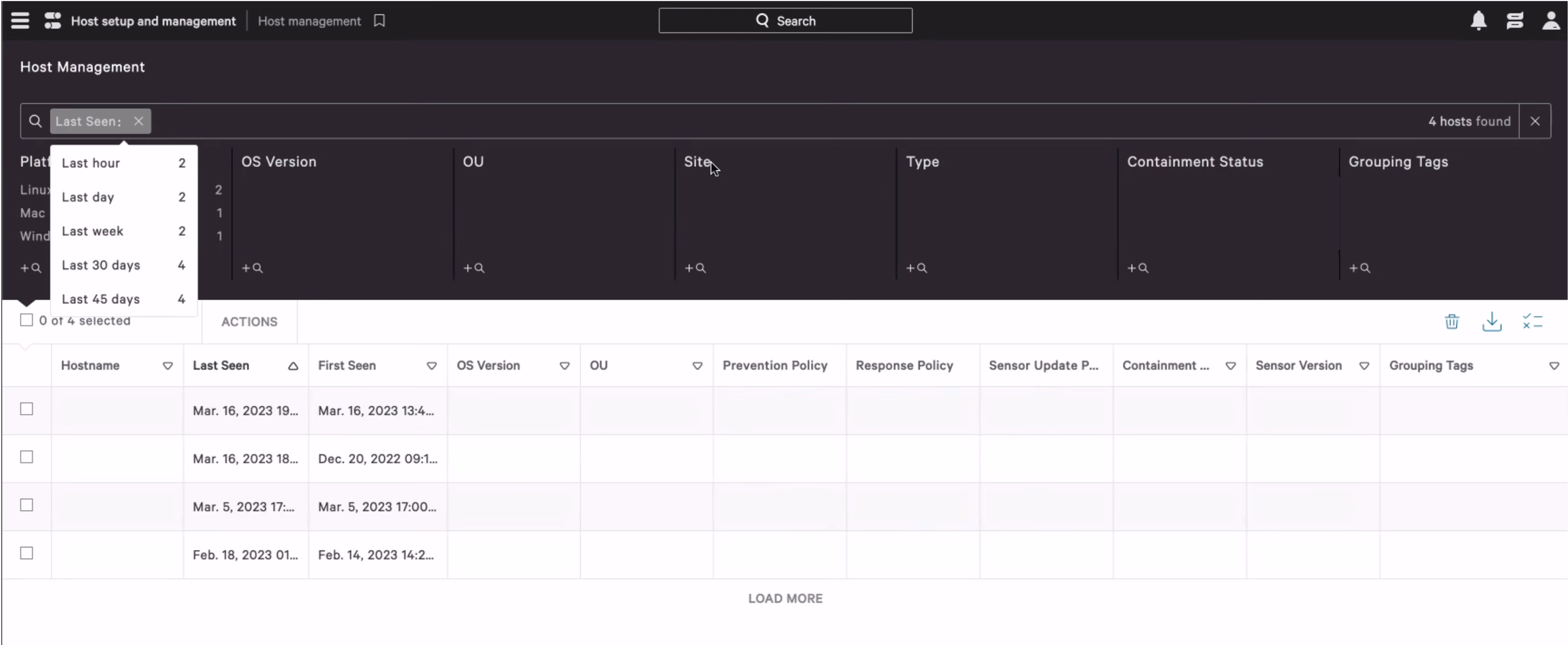 Host Management View in CrowdStrike