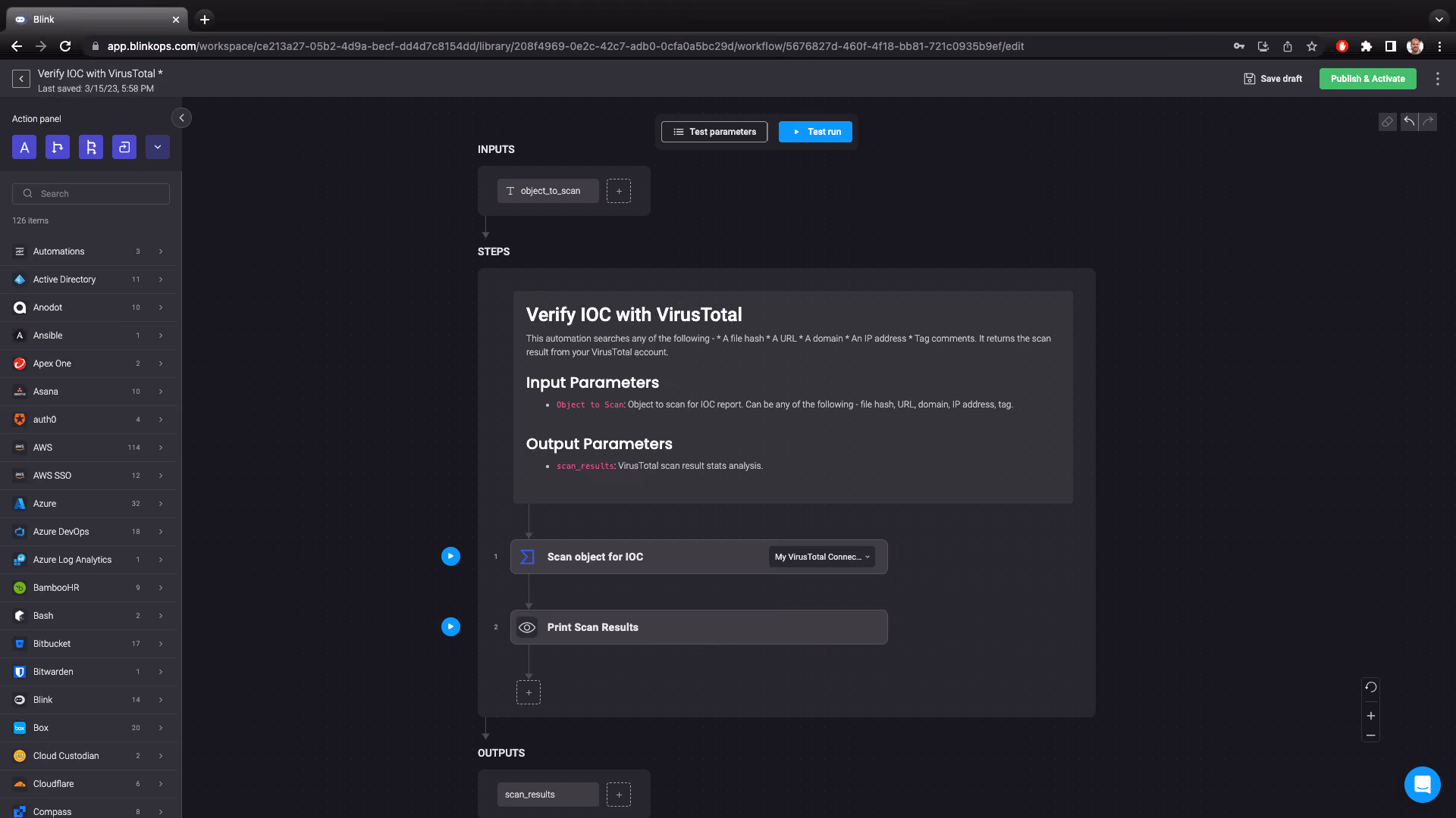 Blink Automation: Verify IOC with VirusTotal