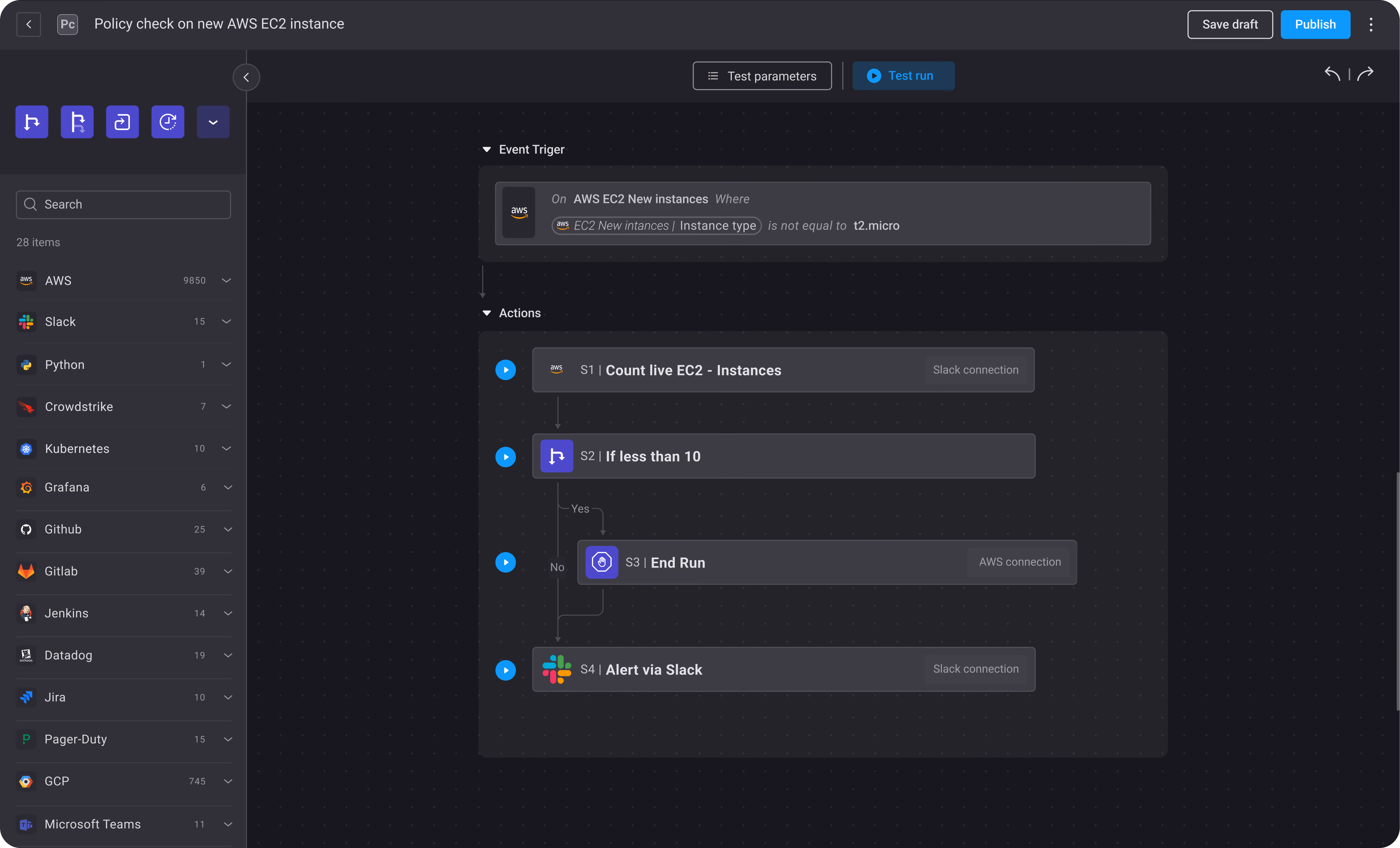 Blink user interface with workflow for creating new AWS instances