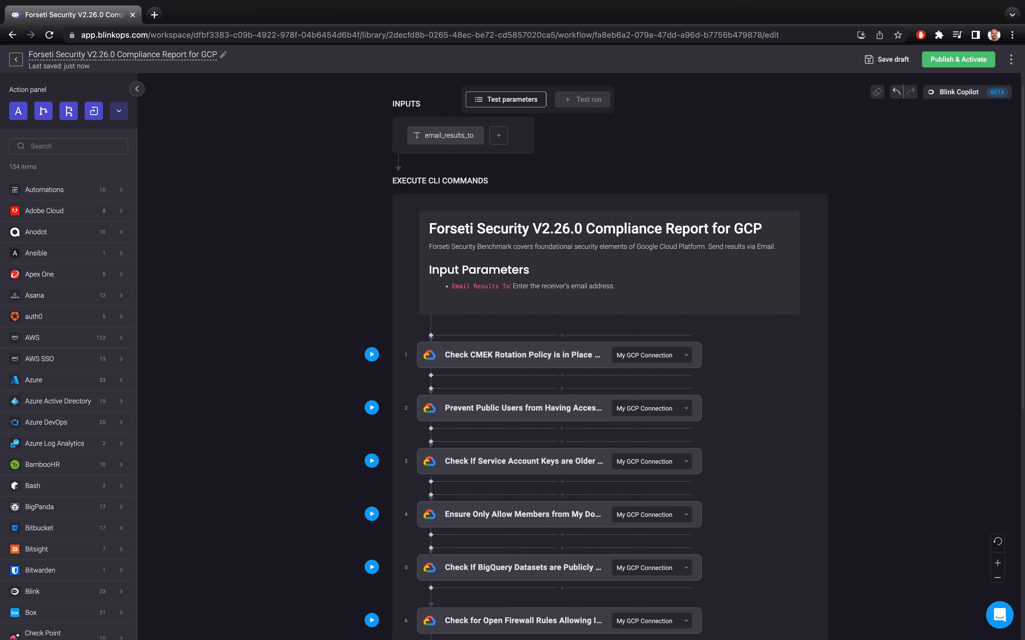 Blink Automation: Forseti Security V2.26.0 Compliance Report for GCP