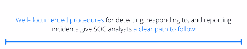 Well-documented procedures for detecting, responding to, and reporting incidents give SOC analysts a clear path to follow
