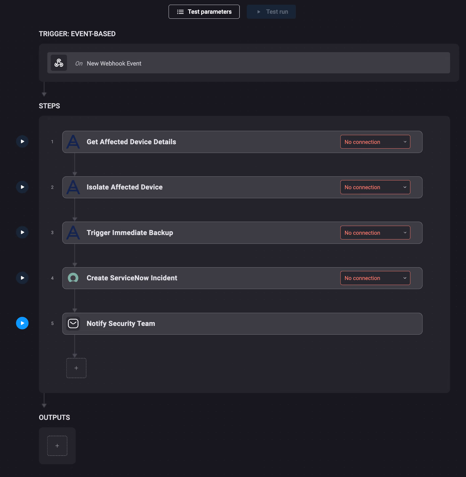 Automated threat detection, isolation, and backup using BlinkOps and Acronis.