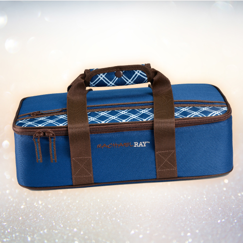 Various free gift images, Rachel Ray lasagna lugger, power bank, Stanley cup, food storage containers and carry case, and roadside kit