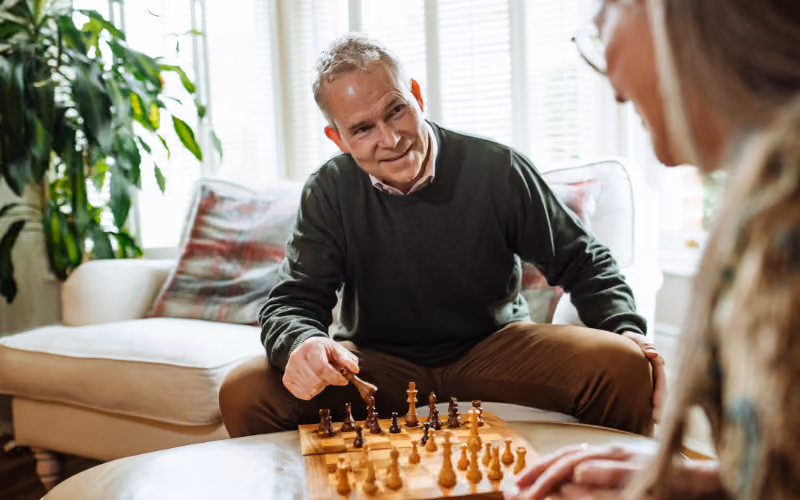 Individual playing chess as a visual representation of memory, decision-making, focus, and cognitive performance