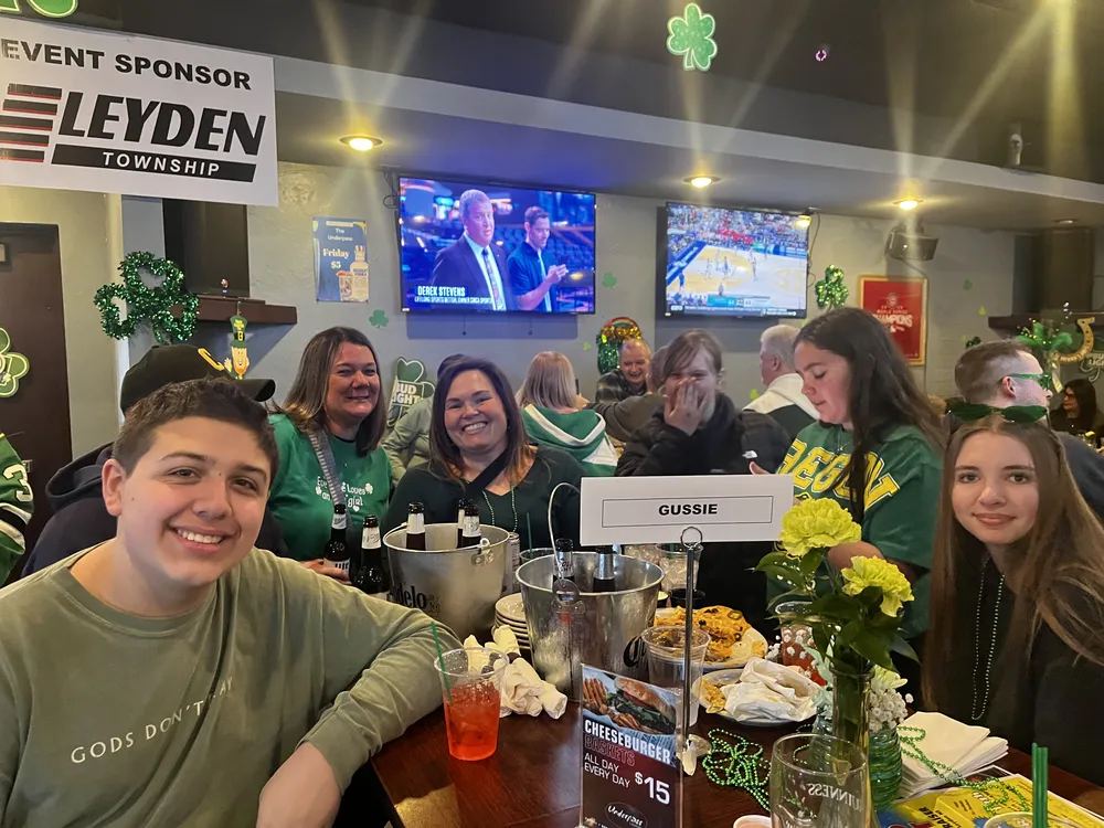 River Grove Lions Club members gathered at the St. Patrick's Day fundraiser dinner in Franklin Park