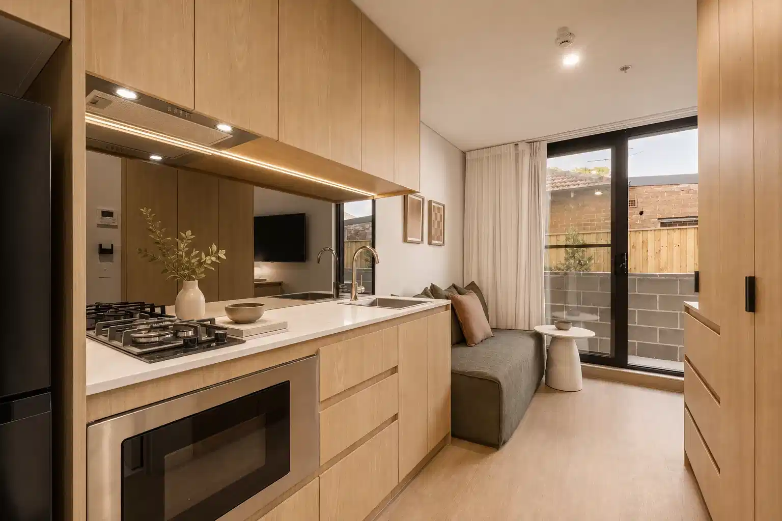 1 Bed 1 Bath | Square Balcony - Kitchen