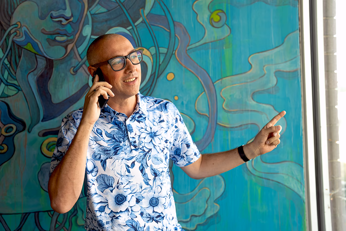 Igor talking on his cell phone