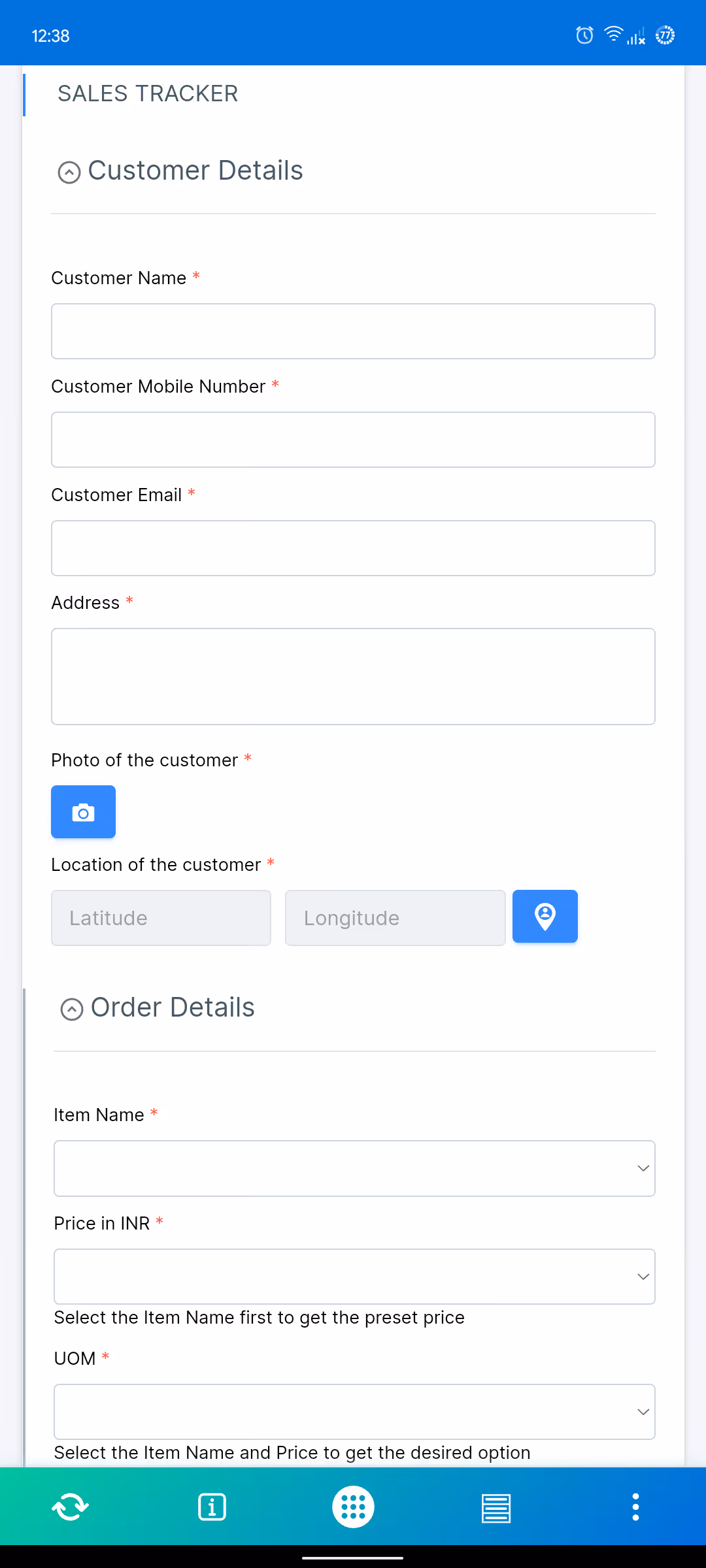 customer details