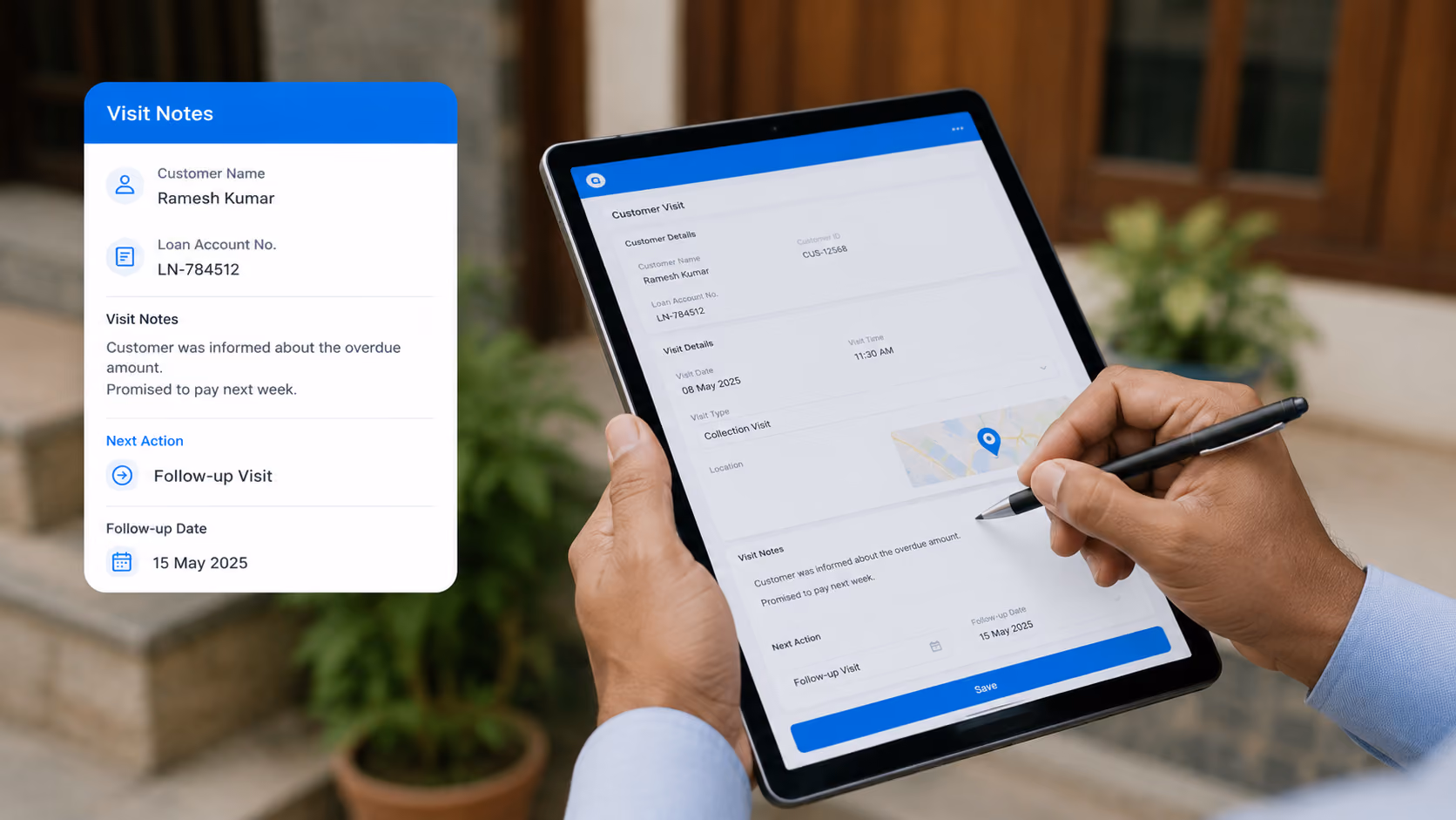Customer visit verification with photo and signature capture