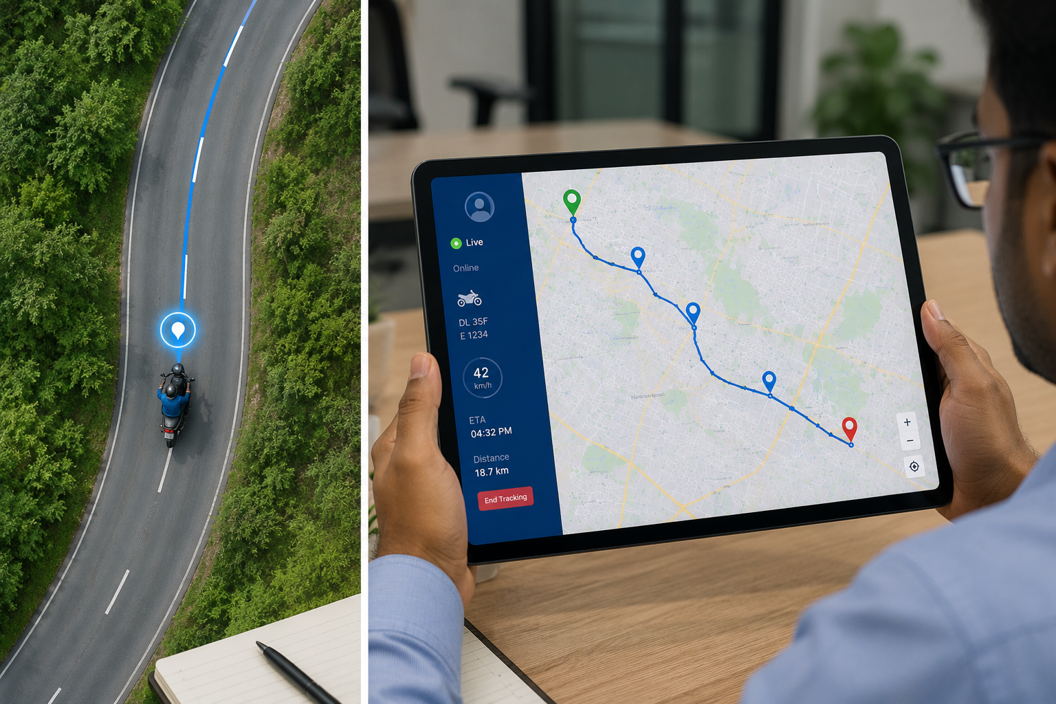 Live location tracking map of field agents