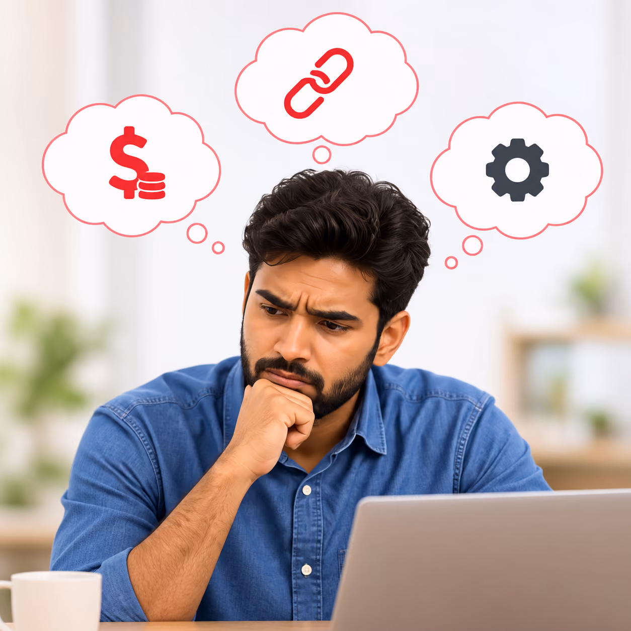 Man looking thoughtful, wondering if Google Form calculation add-ons will break or be unstable