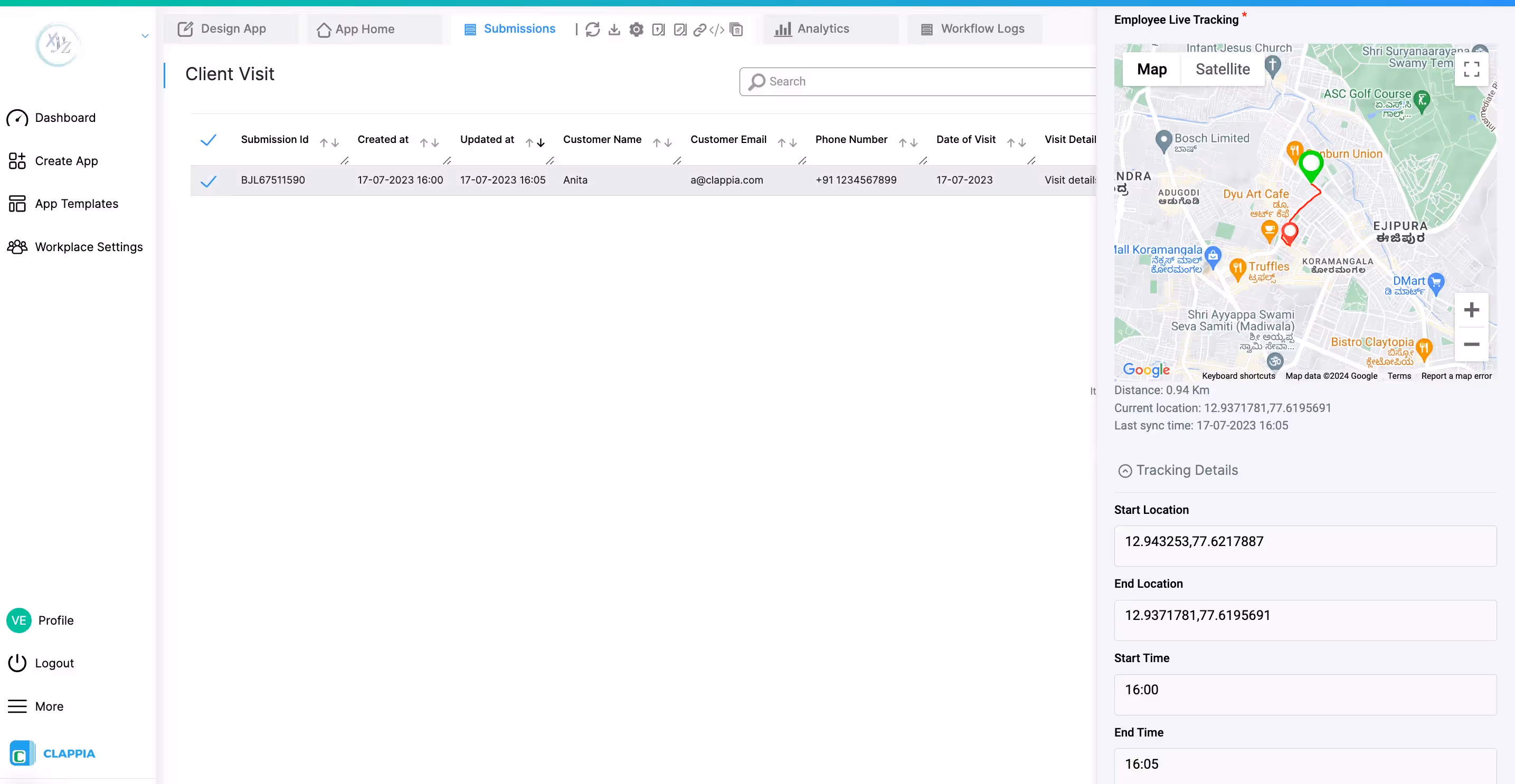 Employee tracking with gp location