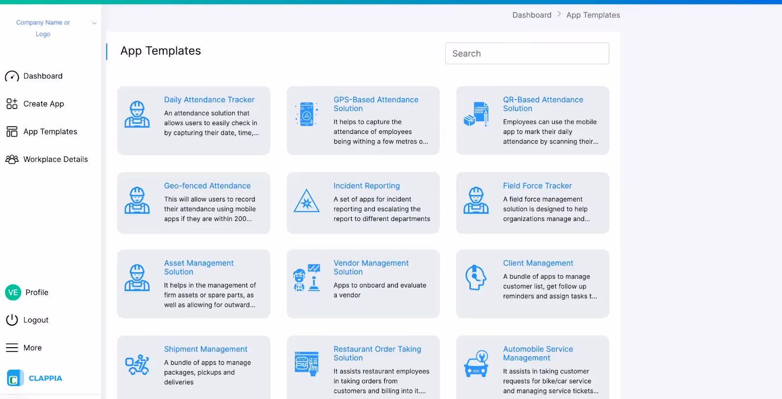 no-code app templates