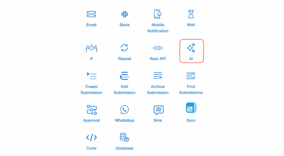 Drag and drop the AI Workflow Node into your app's workflow