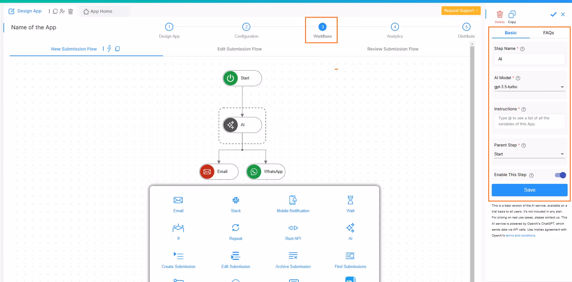 Add the AI Workflow Node
