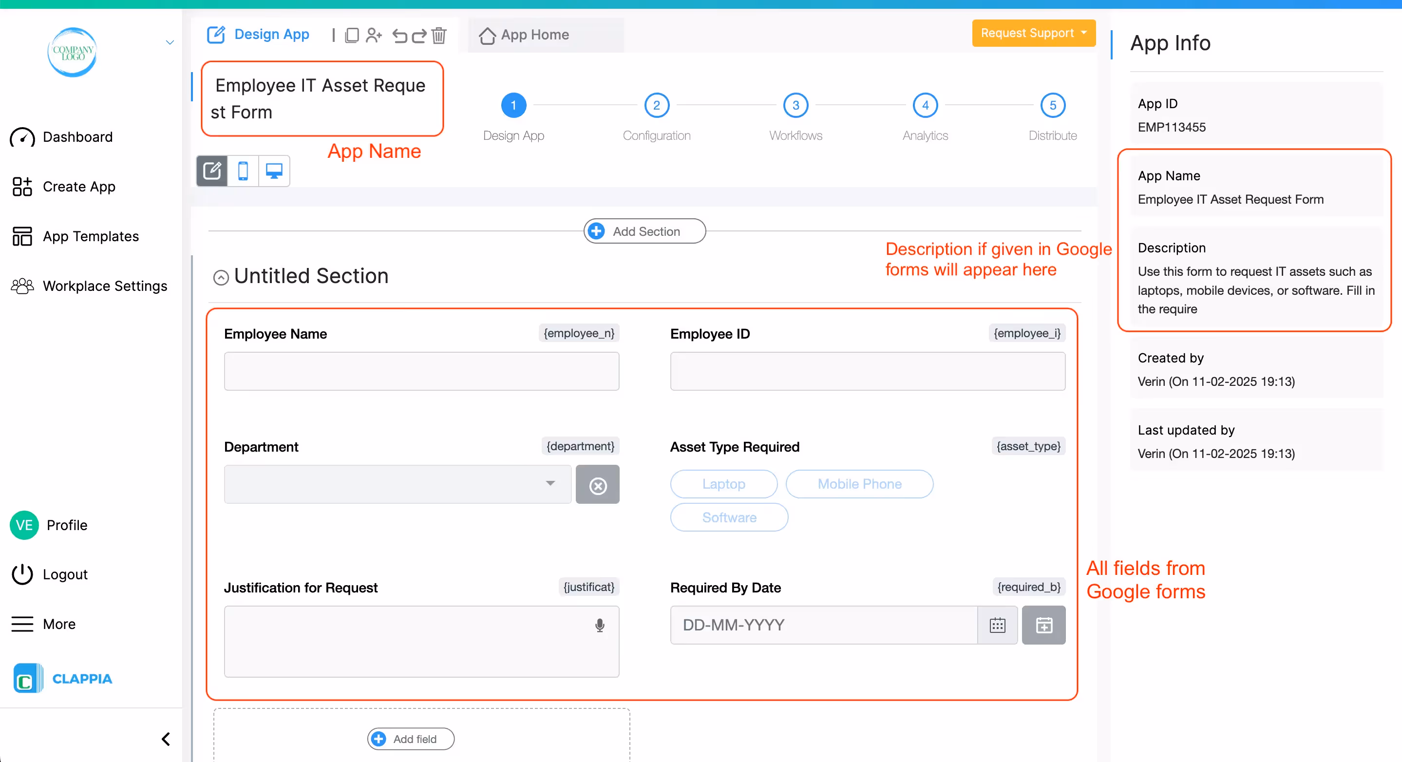 App Creation and Automatic Field Mapping