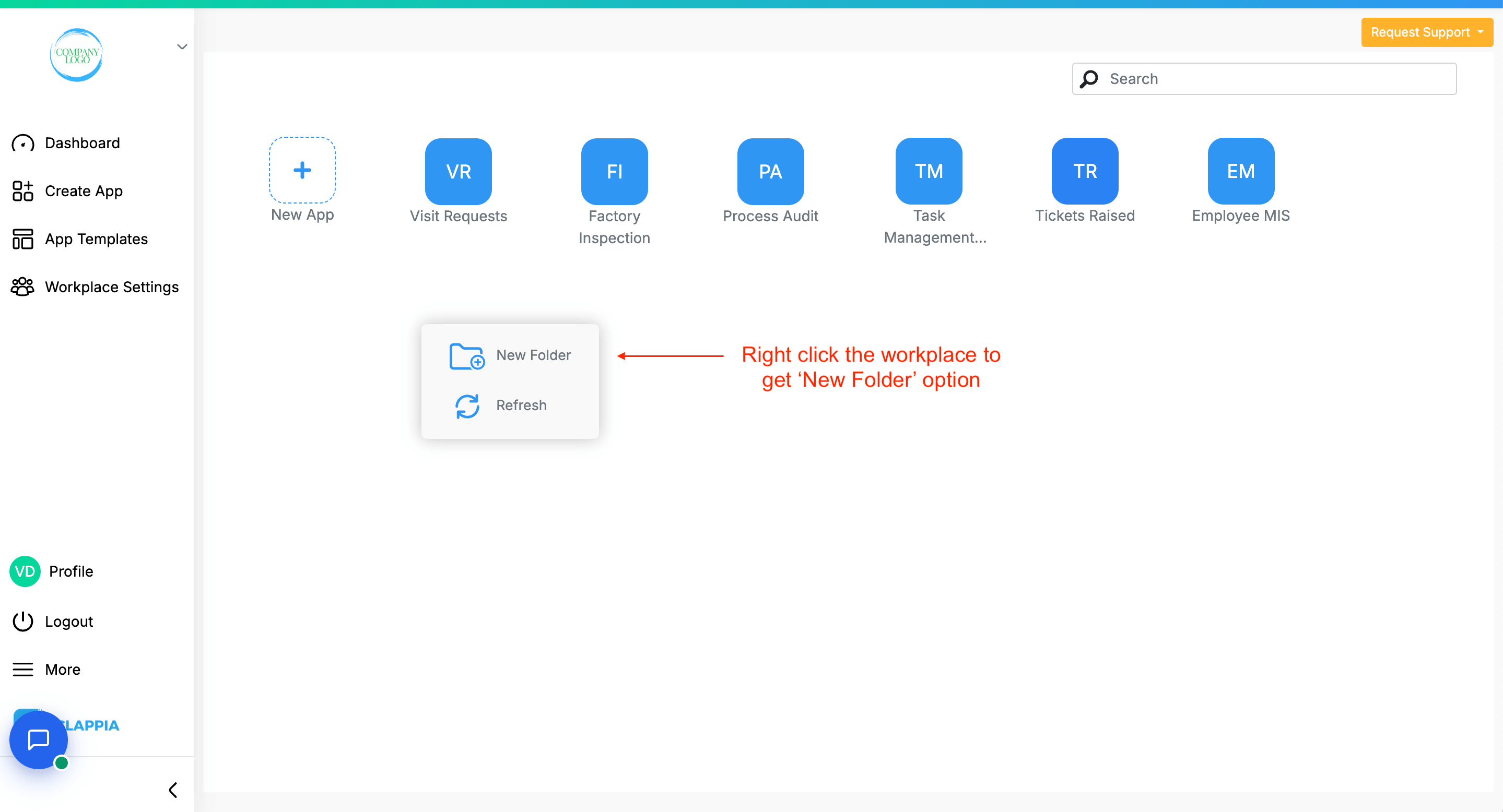 Folders in Clappia