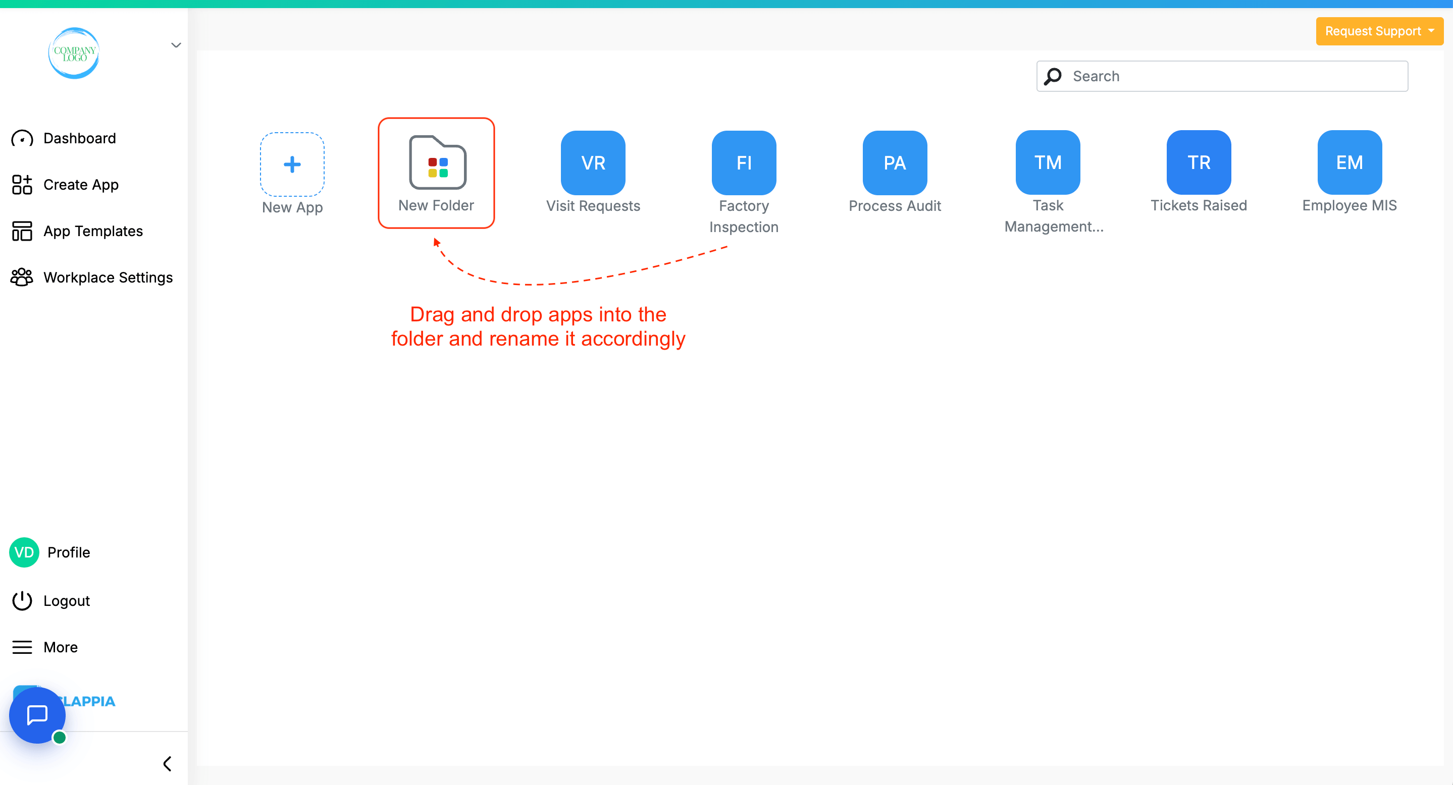 Folders in Clappia