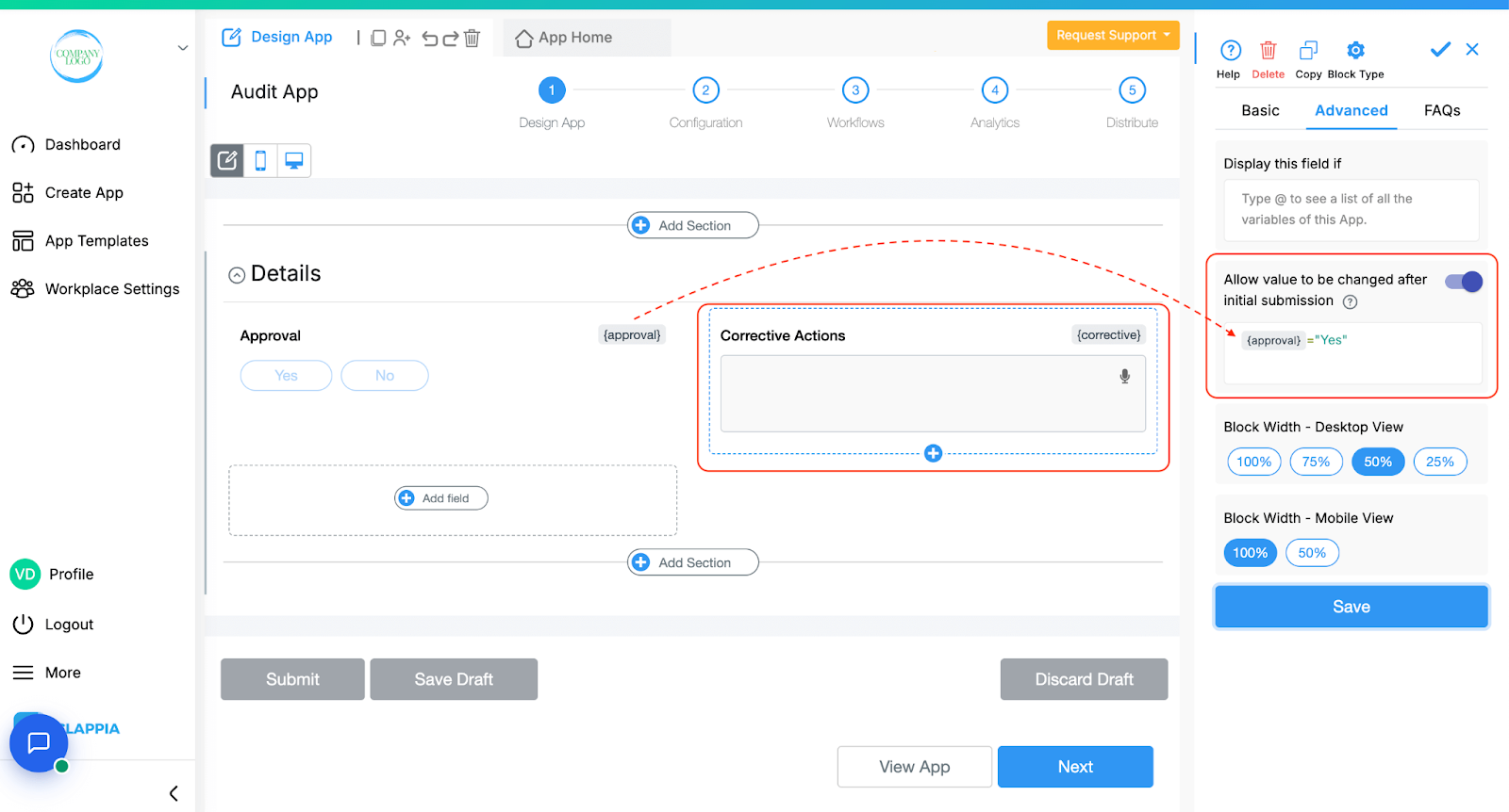 Allow value to be changed after initial submission