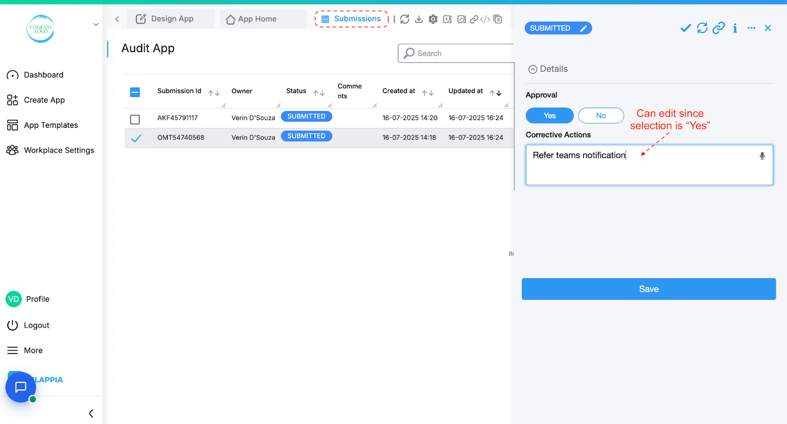 Allow value to be changed after initial submission