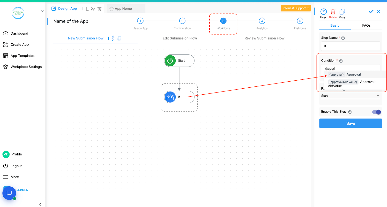 Variables in workflows